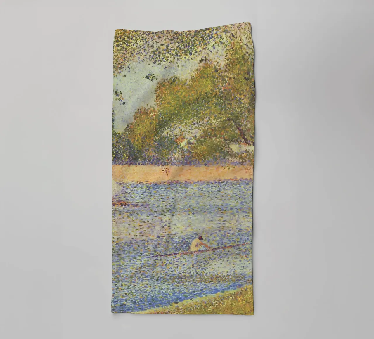 Seurats Segelboot & Skiff - Pointillistische Flussszene Handtuch von NorwesClub