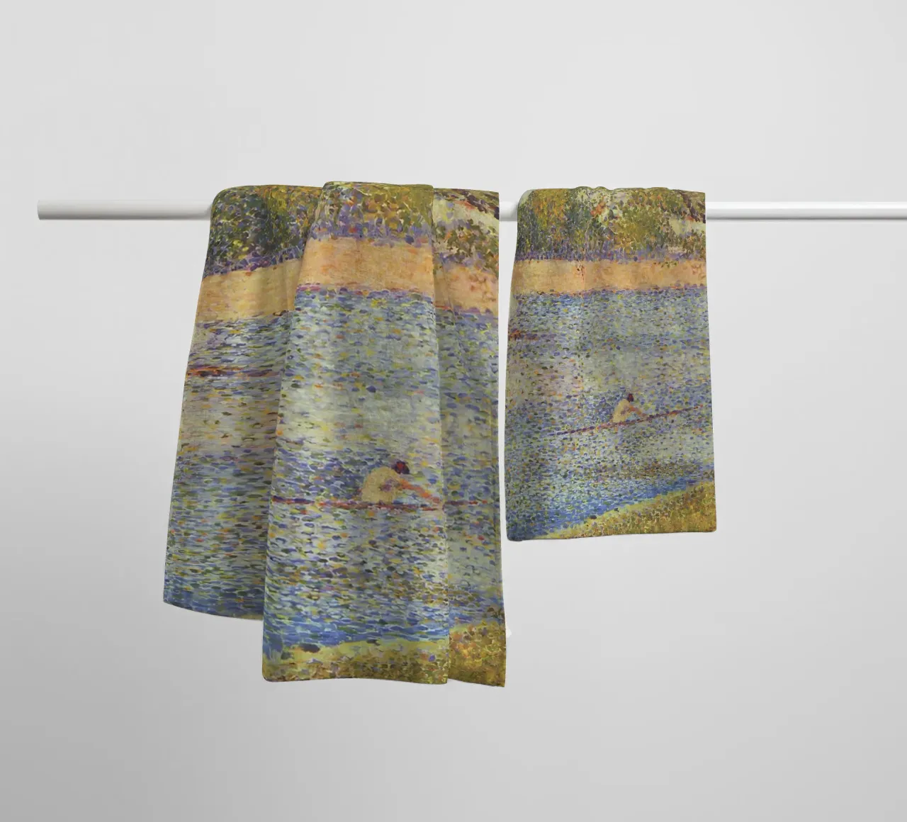 Seurats Segelboot & Skiff - Pointillistische Flussszene Handtuch von NorwesClub