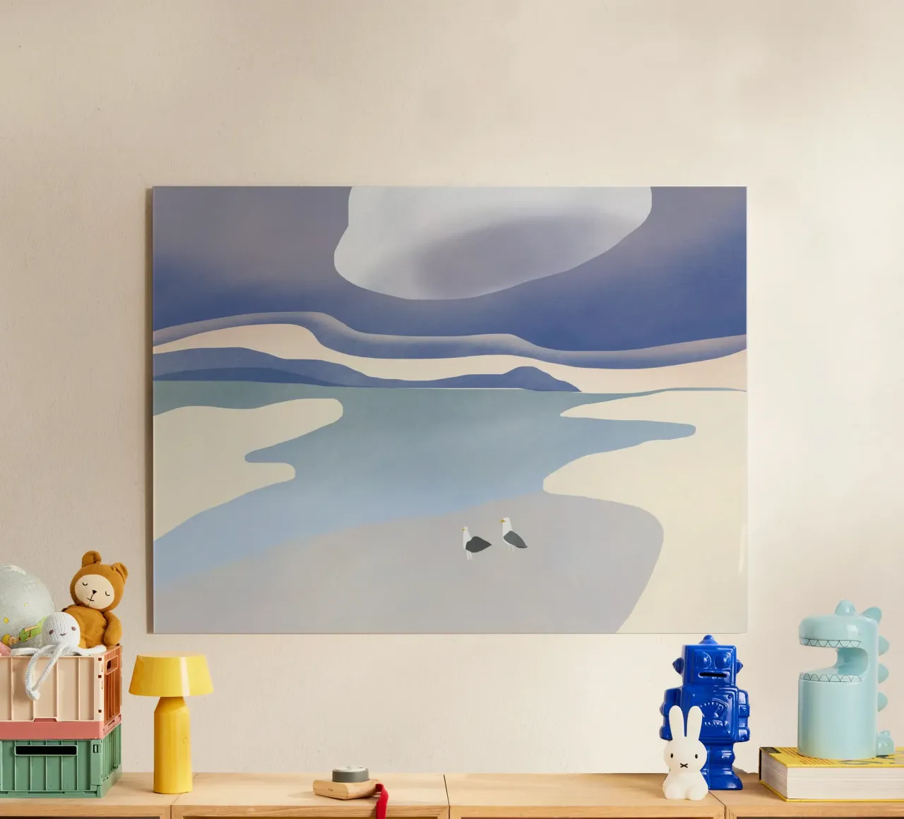 Seagull beach acrylic glass by Little Dean