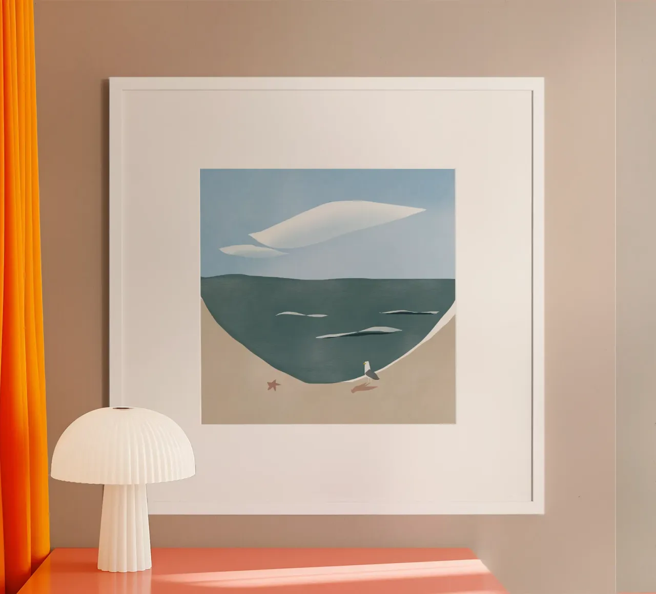Zeemeeuw en zeester poster van Little Dean