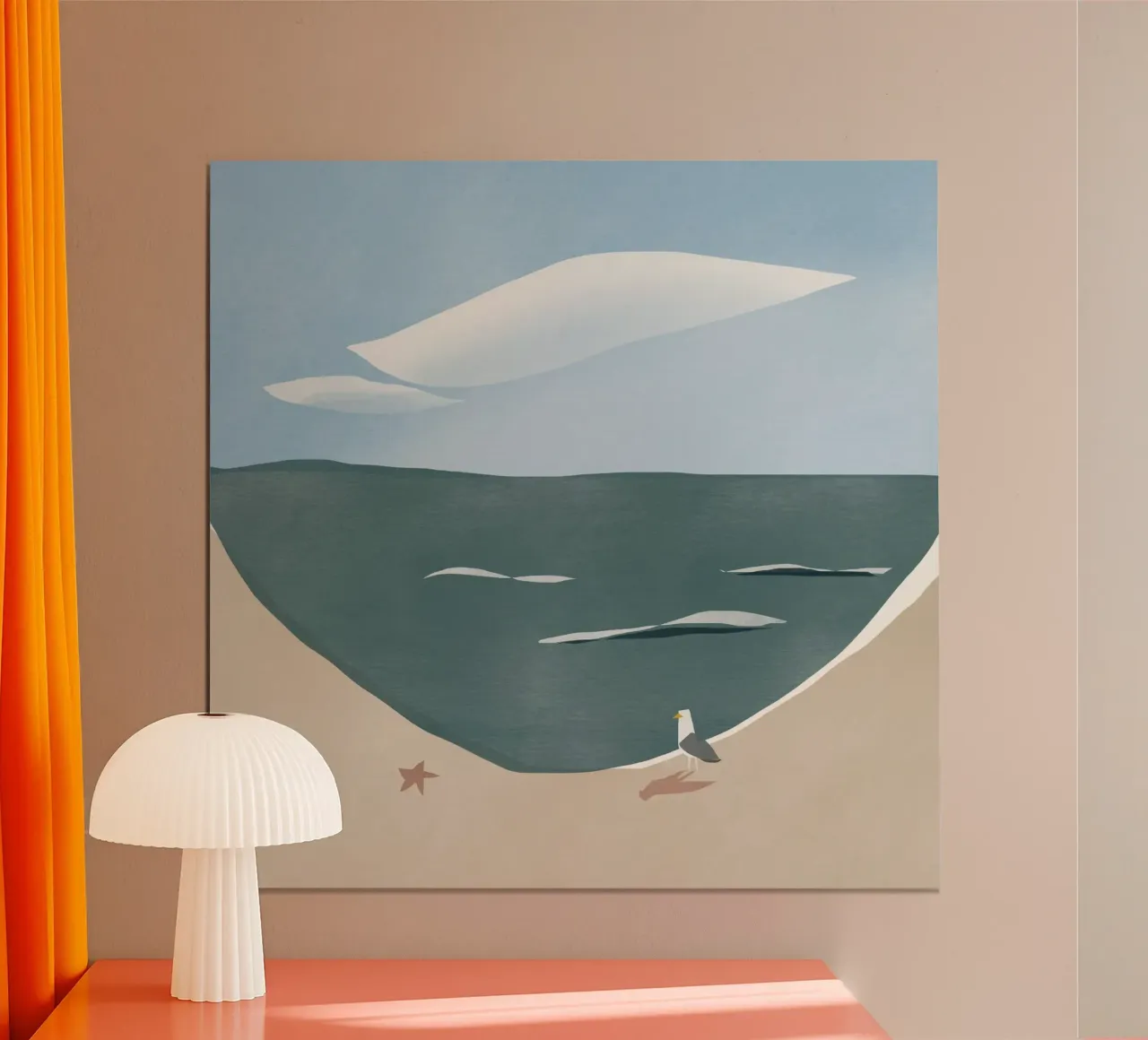 Zeemeeuw en zeester poster van Little Dean