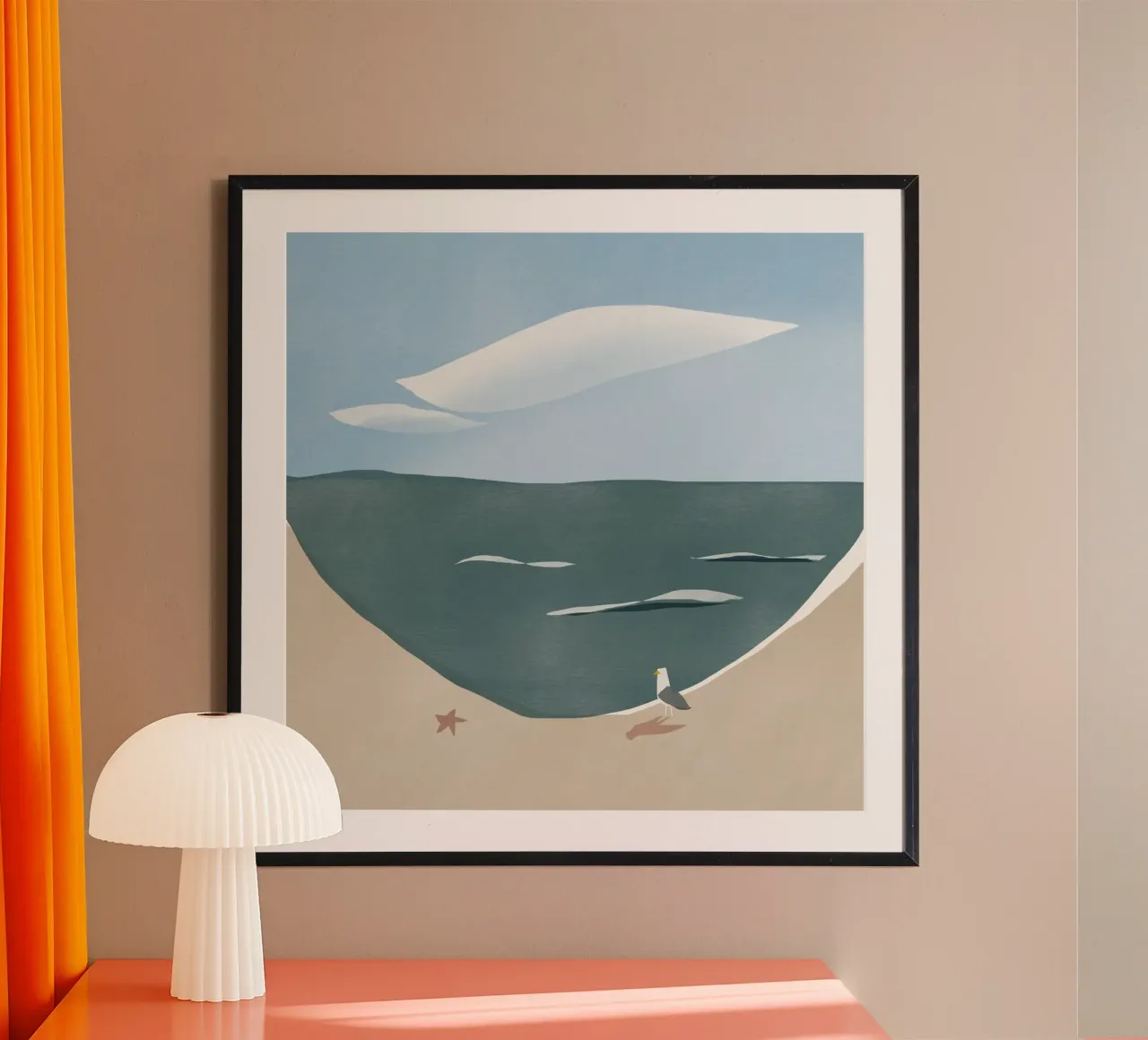Zeemeeuw en zeester poster van Little Dean