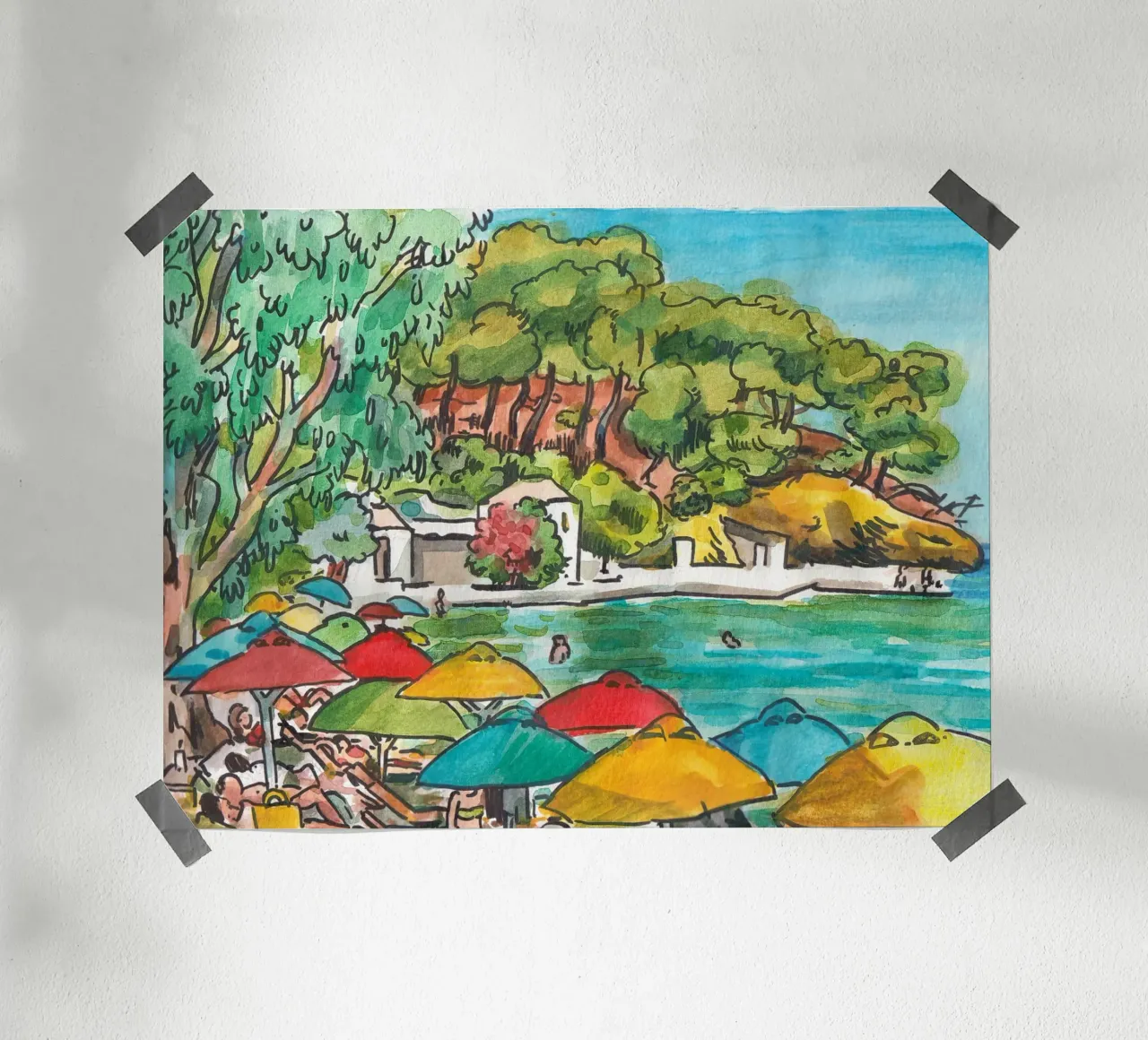Monastiri beach poster con telaio in plastica da C.WILL