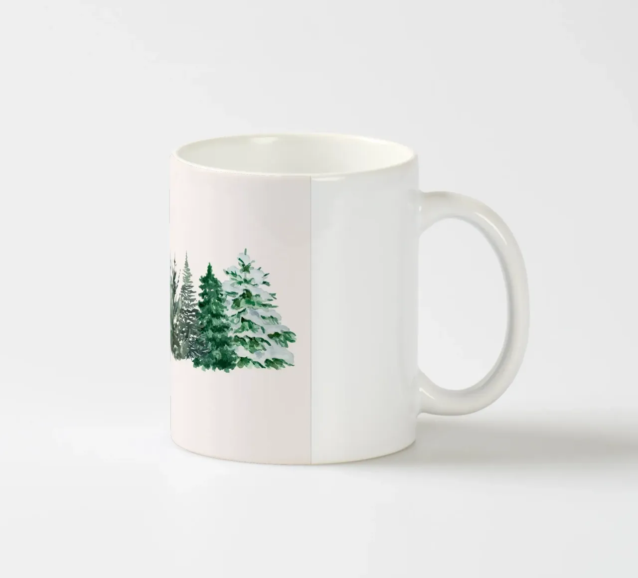 Acquerello Pini innevati - Paesaggio forestale invernale tazza in ceramica da ClubArt