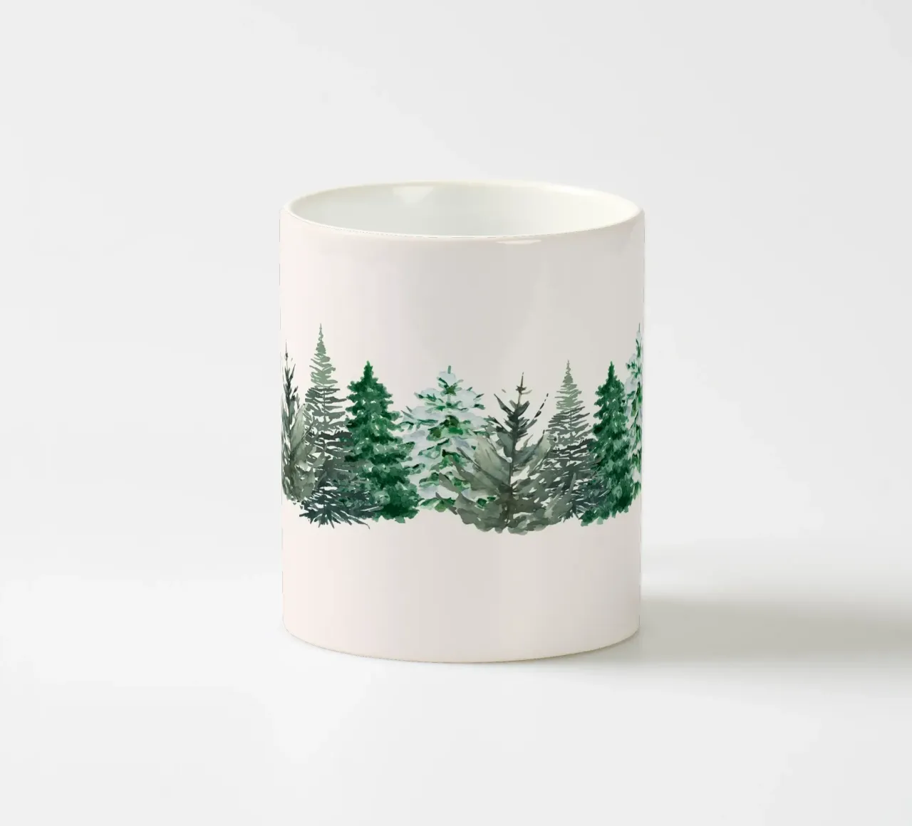 Acquerello Pini innevati - Paesaggio forestale invernale tazza in ceramica da ClubArt