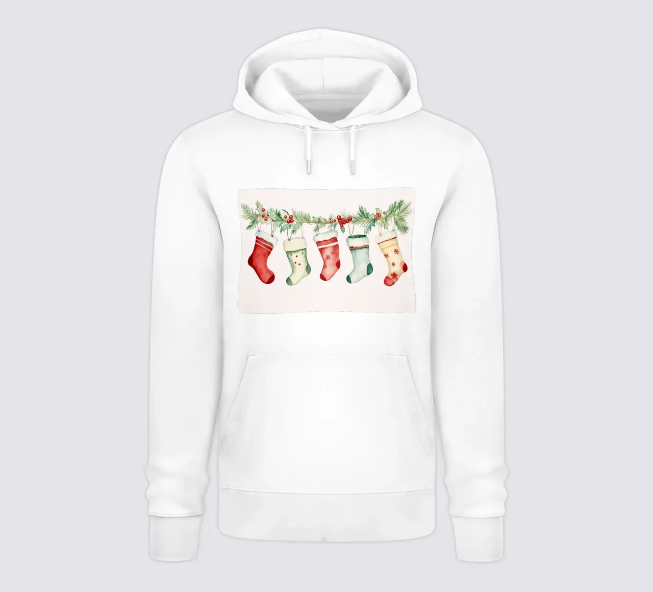 Calze di Natale appese - Decorazione festosa ad acquerello felpa con cappuccio da ClubArt