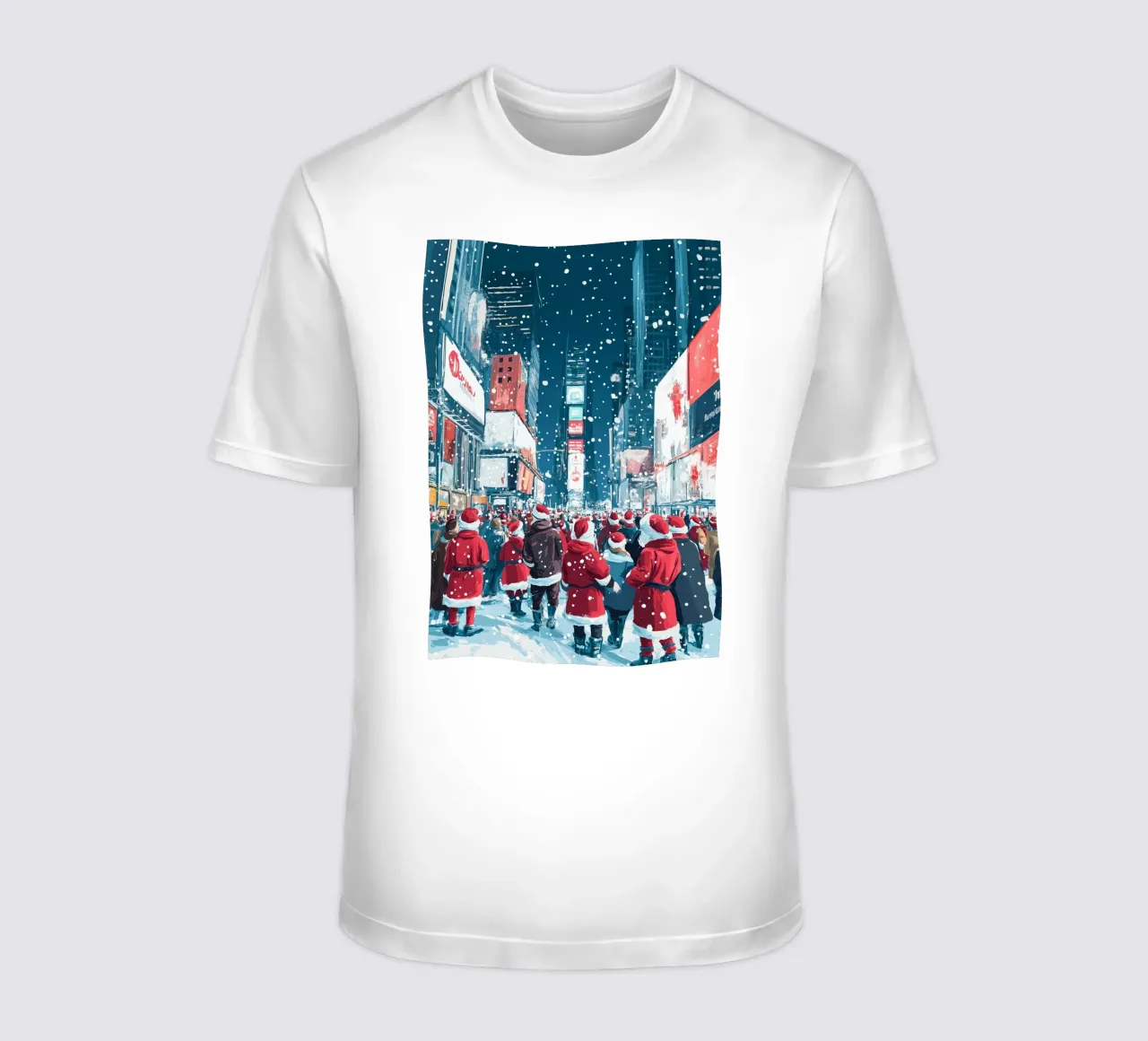 Babbo Natale a Times Square - Divertimento natalizio innevato a NYC t-shirt da ClubArt
