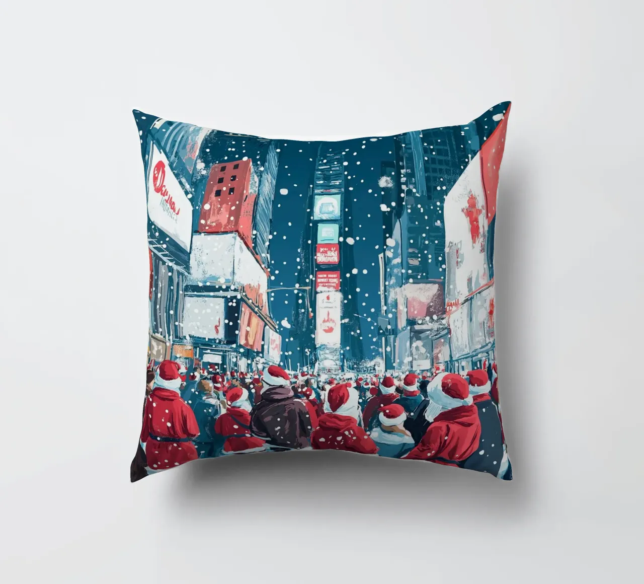 Babbo Natale a Times Square - Divertimento natalizio innevato a NYC cuscino da ClubArt