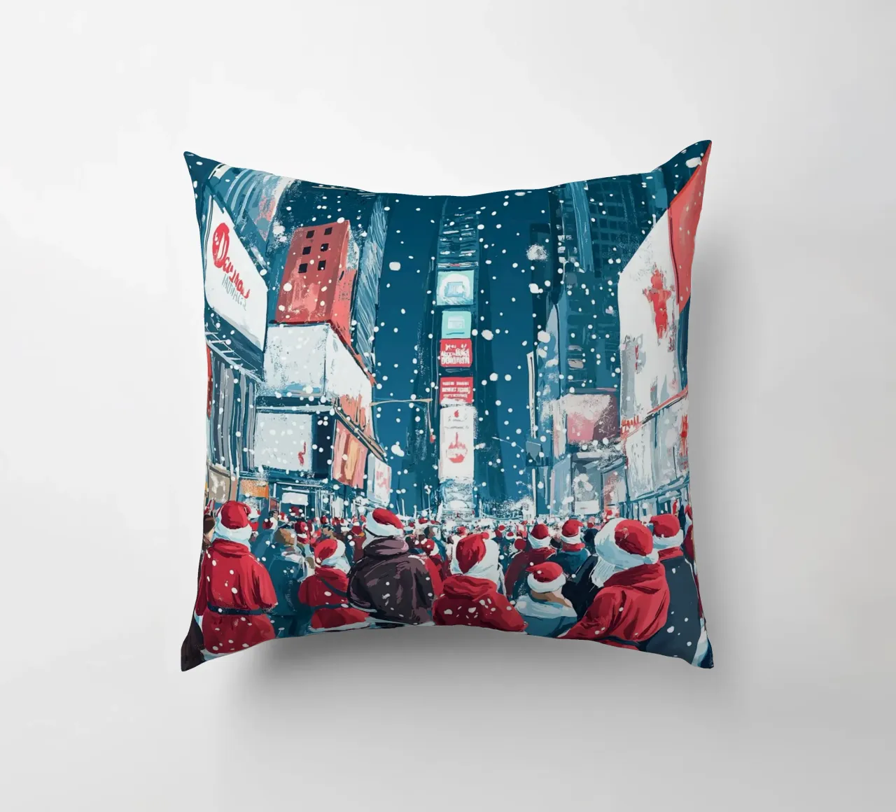 Babbo Natale a Times Square - Divertimento natalizio innevato a NYC cuscino da ClubArt