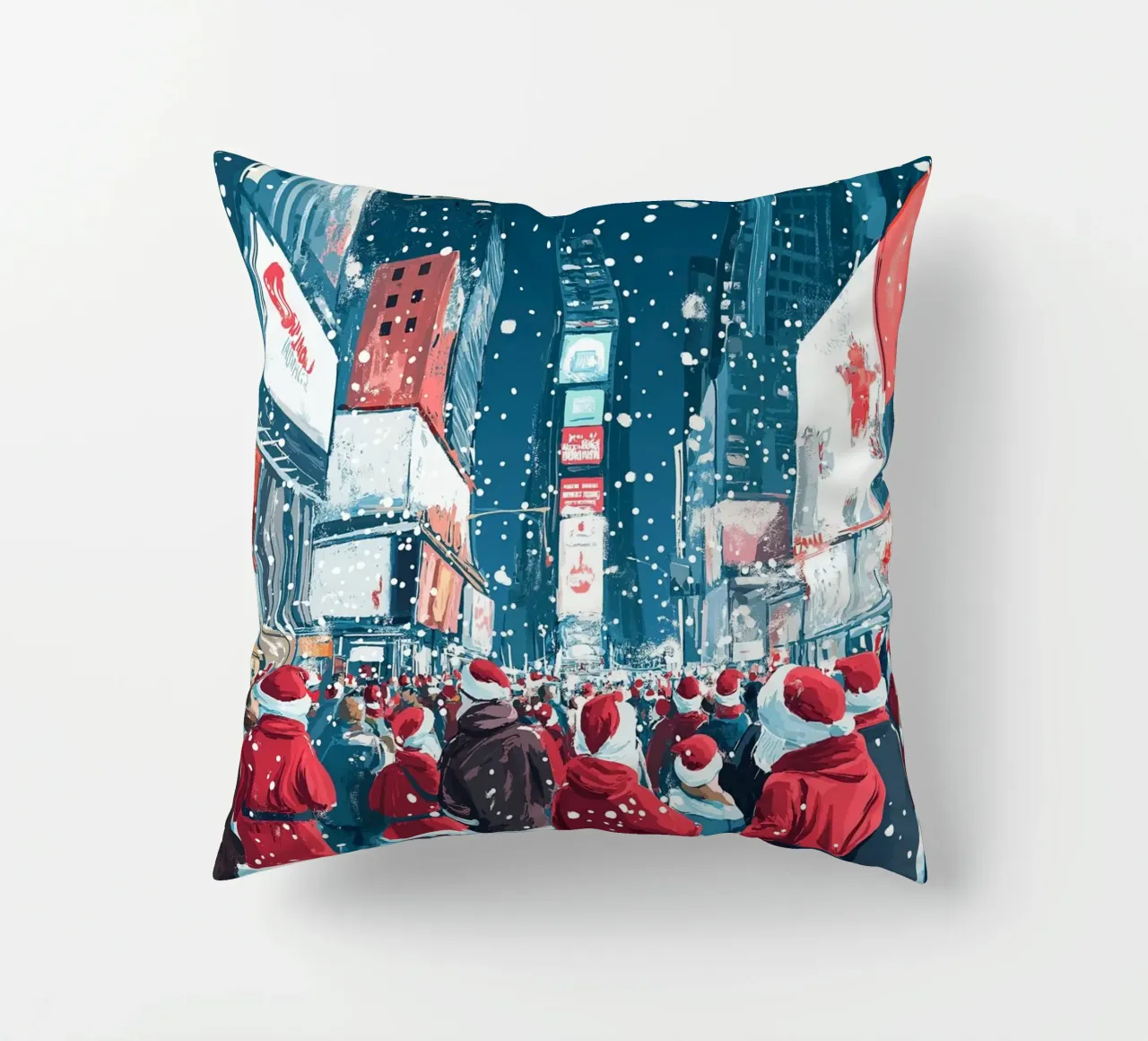 Babbo Natale a Times Square - Divertimento natalizio innevato a NYC cuscino da ClubArt