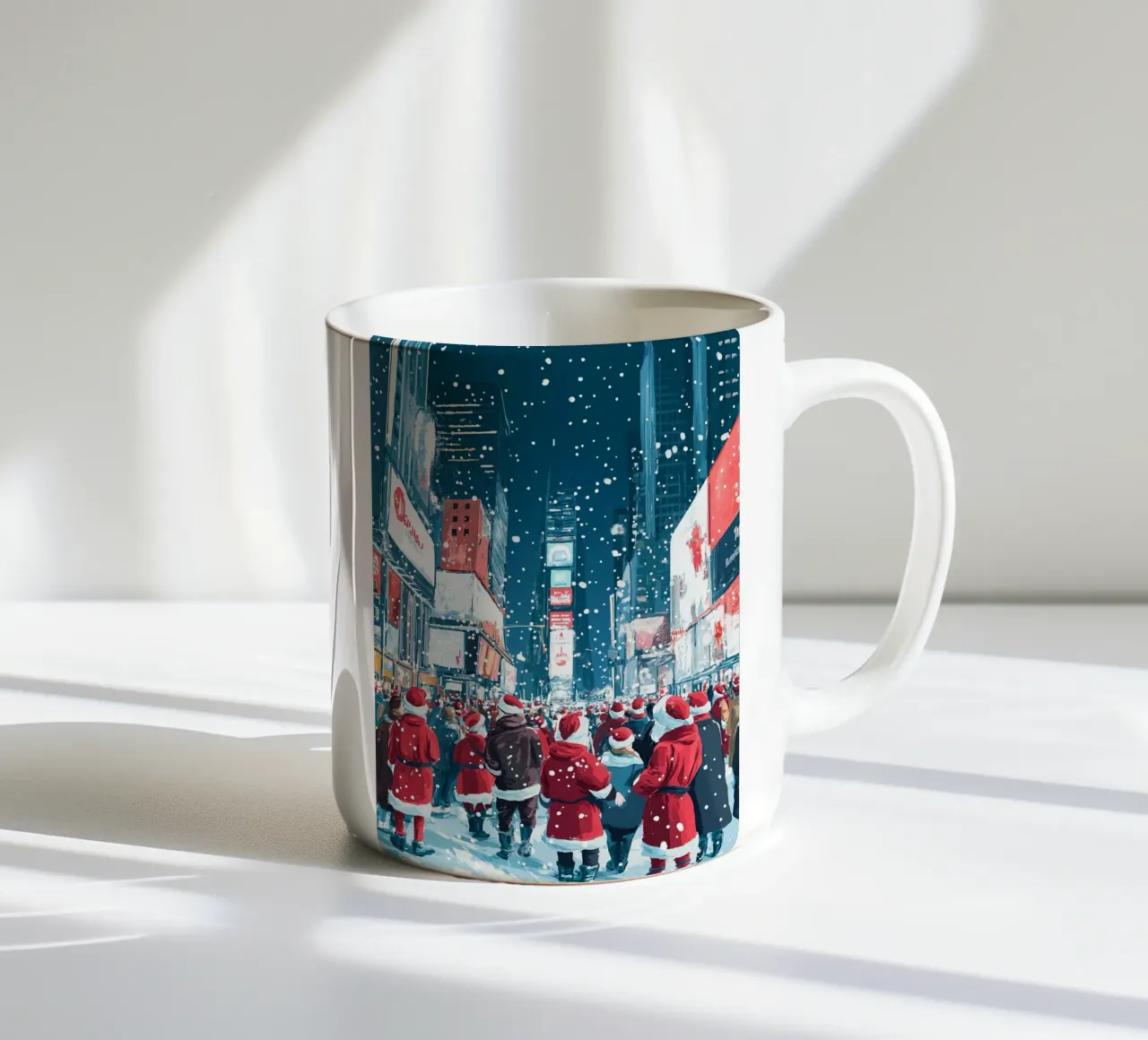 Le Père Noël à Times Square - Un Noël enneigé à New York mug en céramique de ClubArt