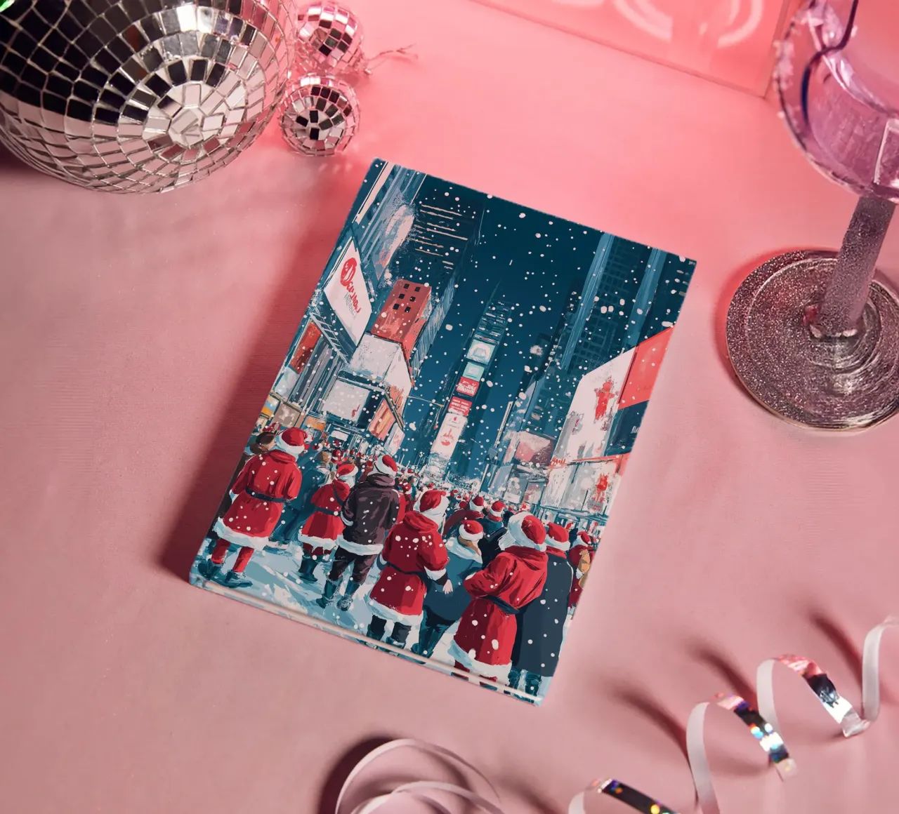 Santa Claus in Times Square - Snowy NYC Christmas Fun notebook by ClubArt