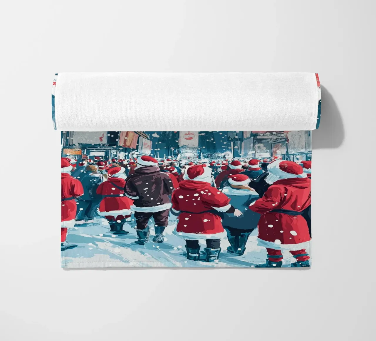 Babbo Natale a Times Square - Divertimento natalizio innevato a NYC telo mare da ClubArt