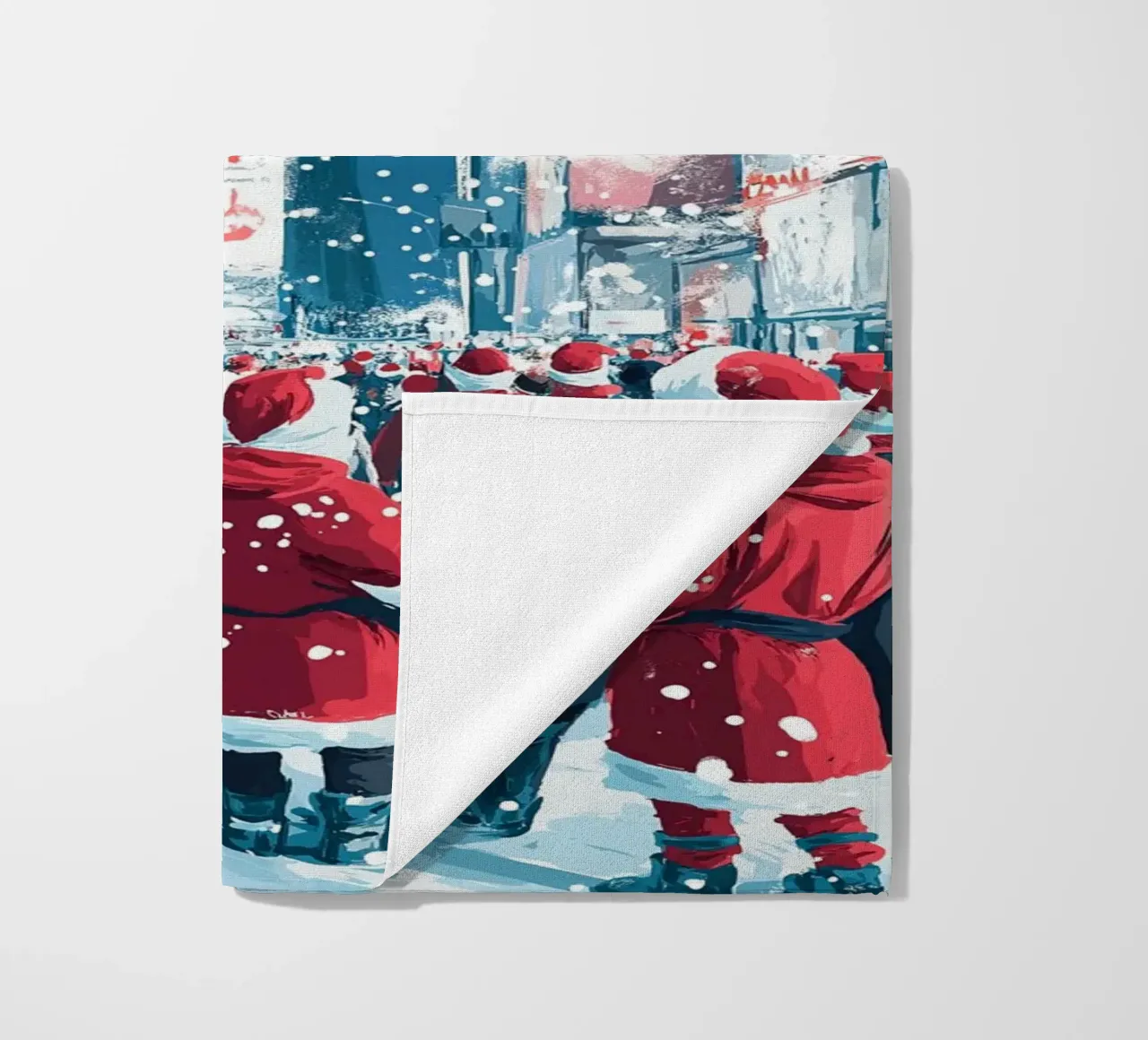 Babbo Natale a Times Square - Divertimento natalizio innevato a NYC telo mare da ClubArt