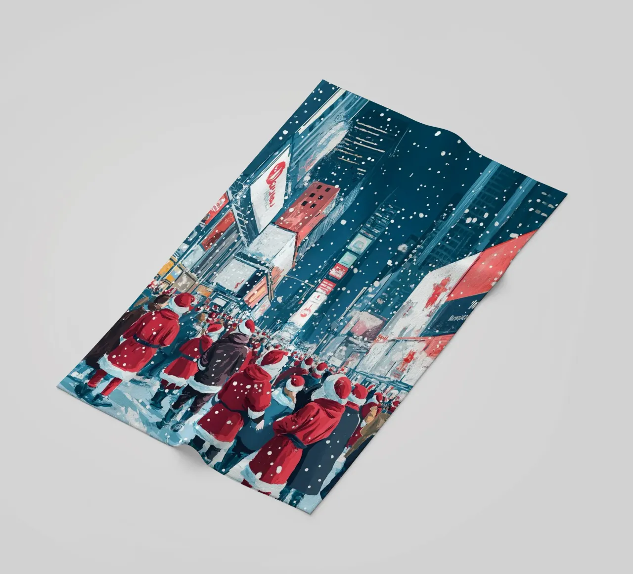 Babbo Natale a Times Square - Divertimento natalizio innevato a NYC telo mare da ClubArt