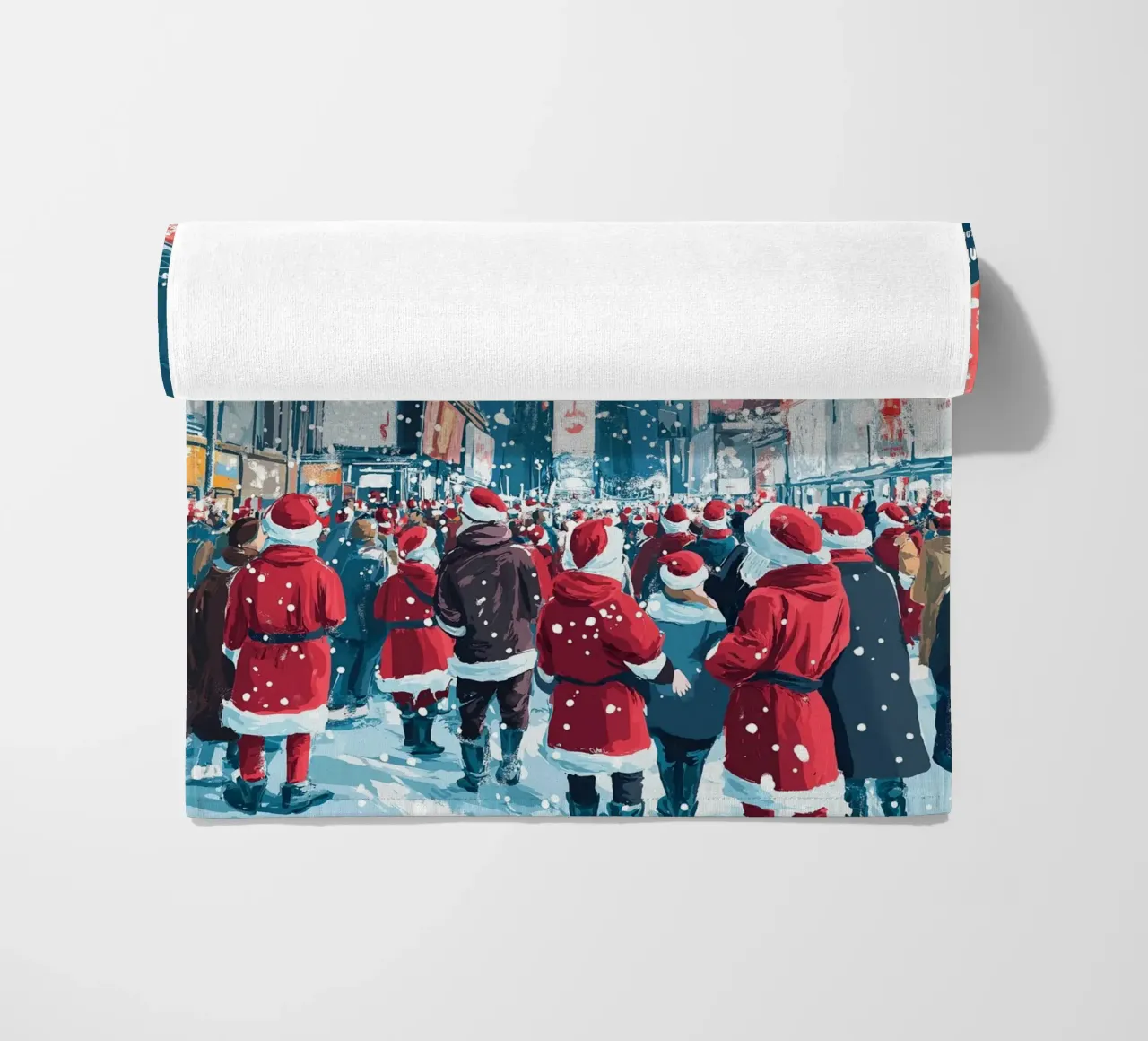 Babbo Natale a Times Square - Divertimento natalizio innevato a NYC telo mare da ClubArt