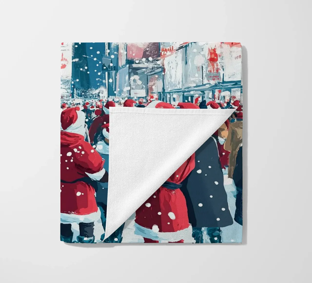 Babbo Natale a Times Square - Divertimento natalizio innevato a NYC telo mare da ClubArt