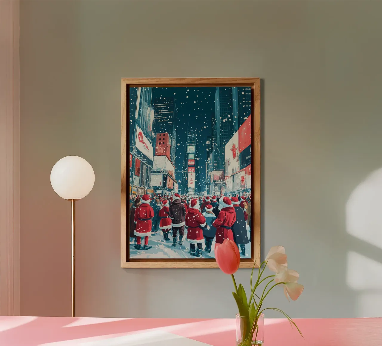 Babbo Natale a Times Square - Divertimento natalizio innevato a NYC alluminio dibond da ClubArt