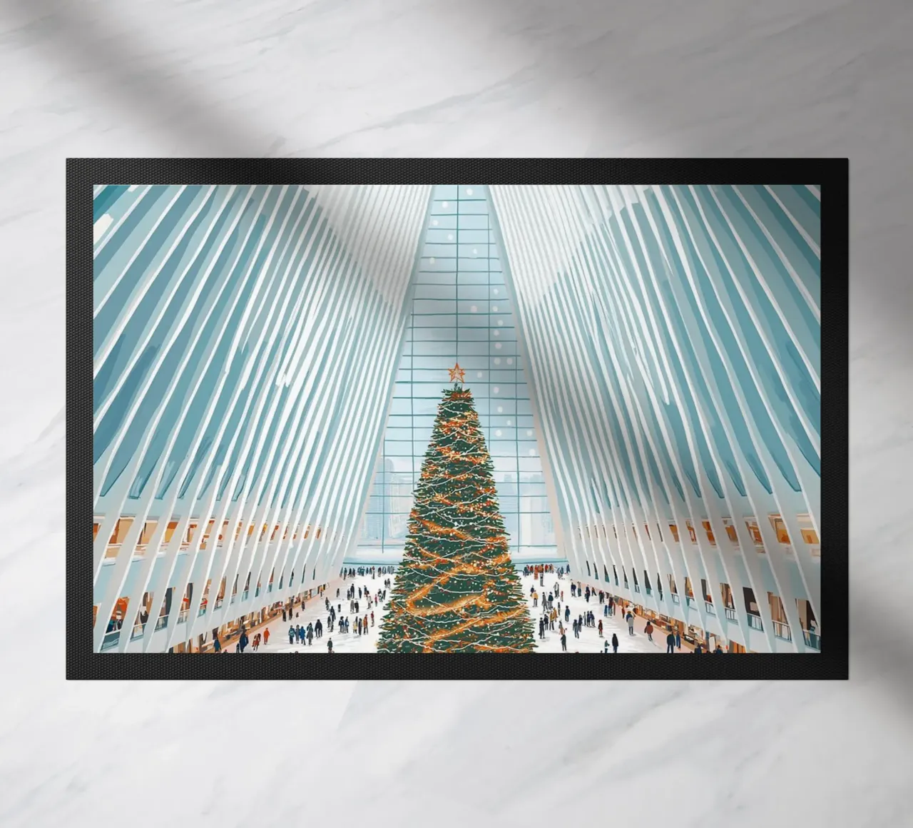 Albero di Natale di Oculus - Interni festosi di un punto di riferimento di New York zerbino da ClubArt