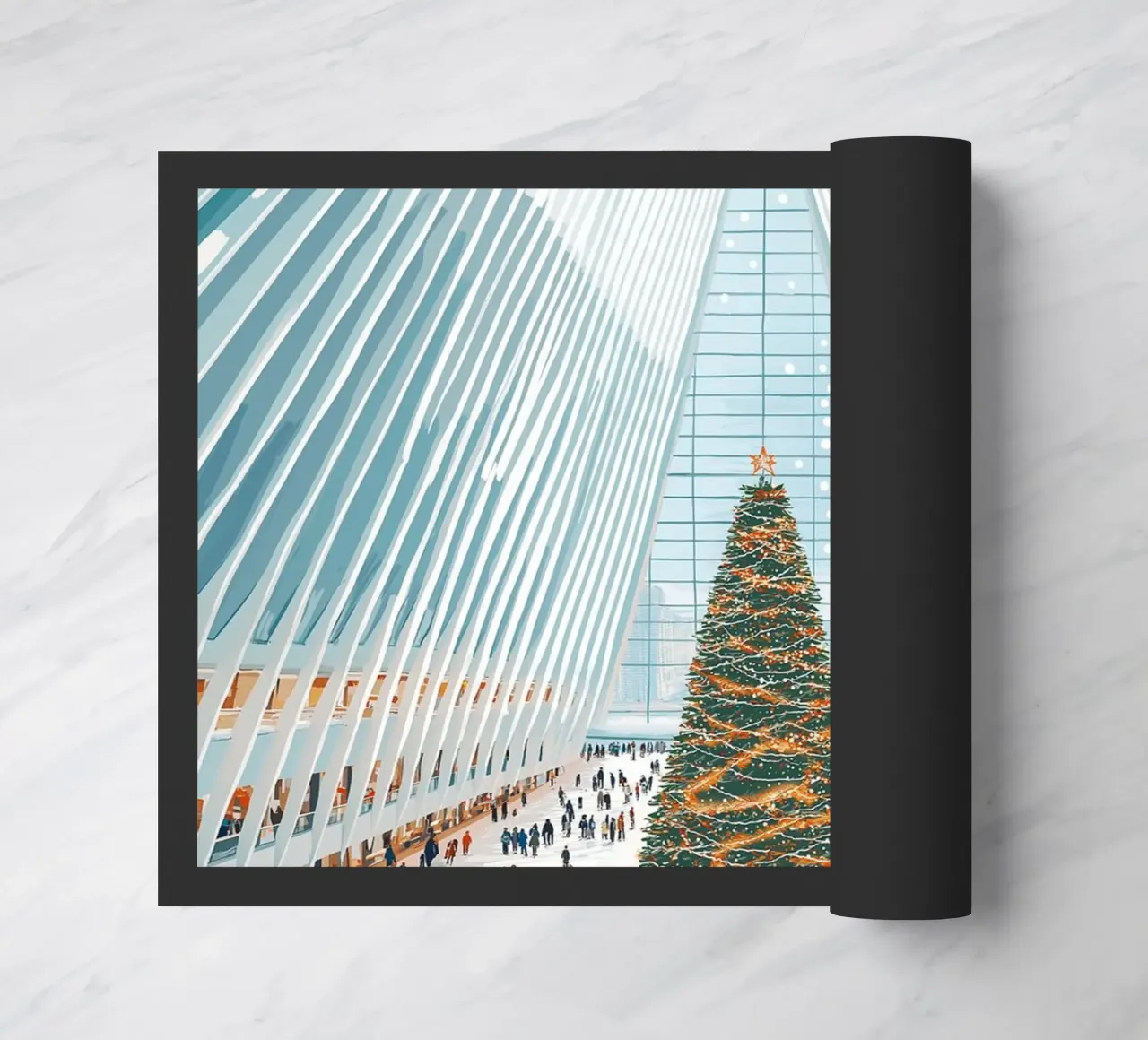 Albero di Natale di Oculus - Interni festosi di un punto di riferimento di New York zerbino da ClubArt