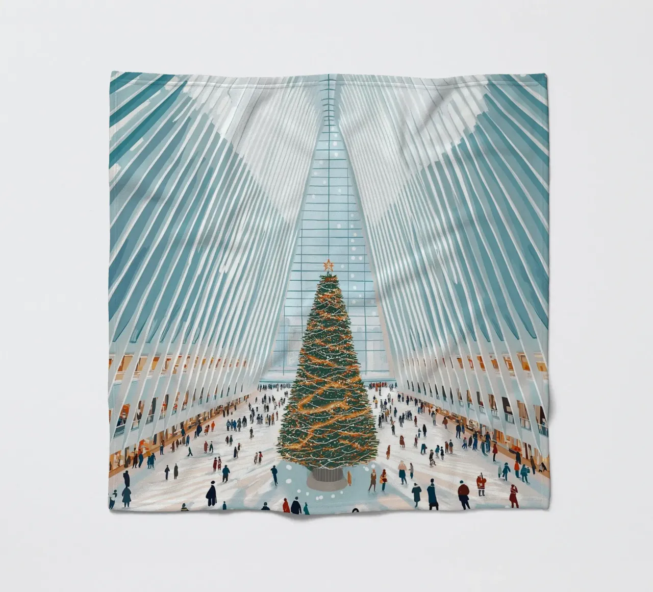 Albero di Natale di Oculus - Interni festosi di un punto di riferimento di New York coperta in pile da ClubArt