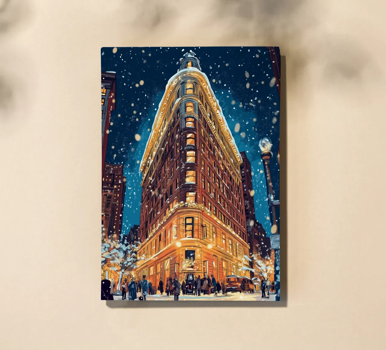 Snowy Flatiron Building - NYC Winter Landmark Glow notebook by ClubArt