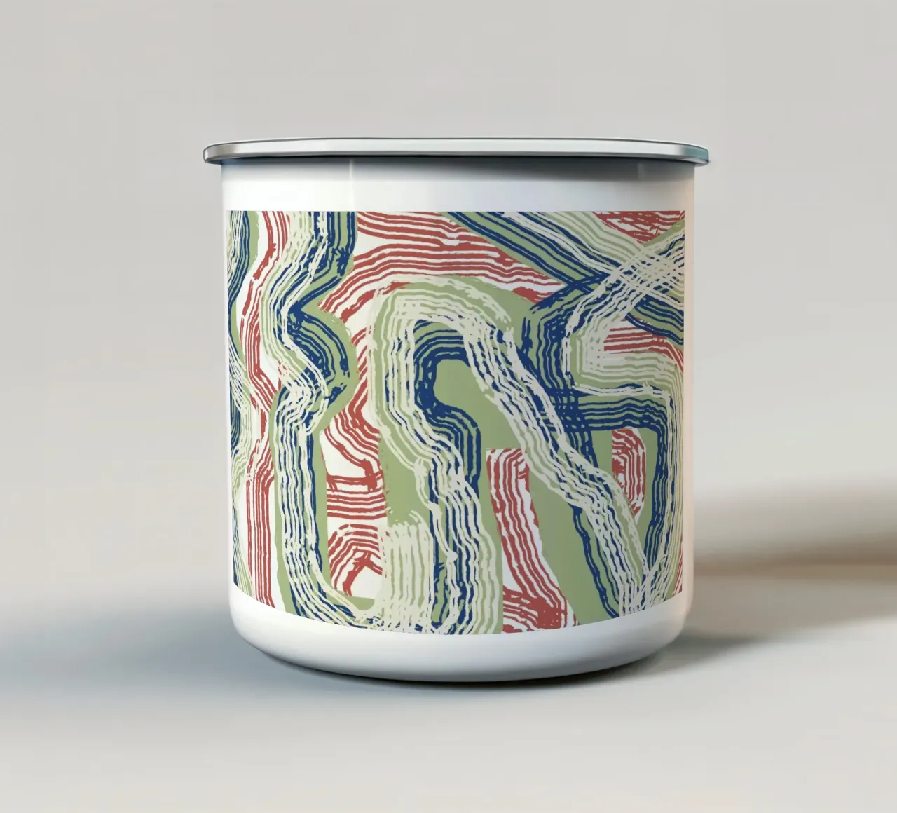 Line abstraction 06 enamel mug by Little Dean