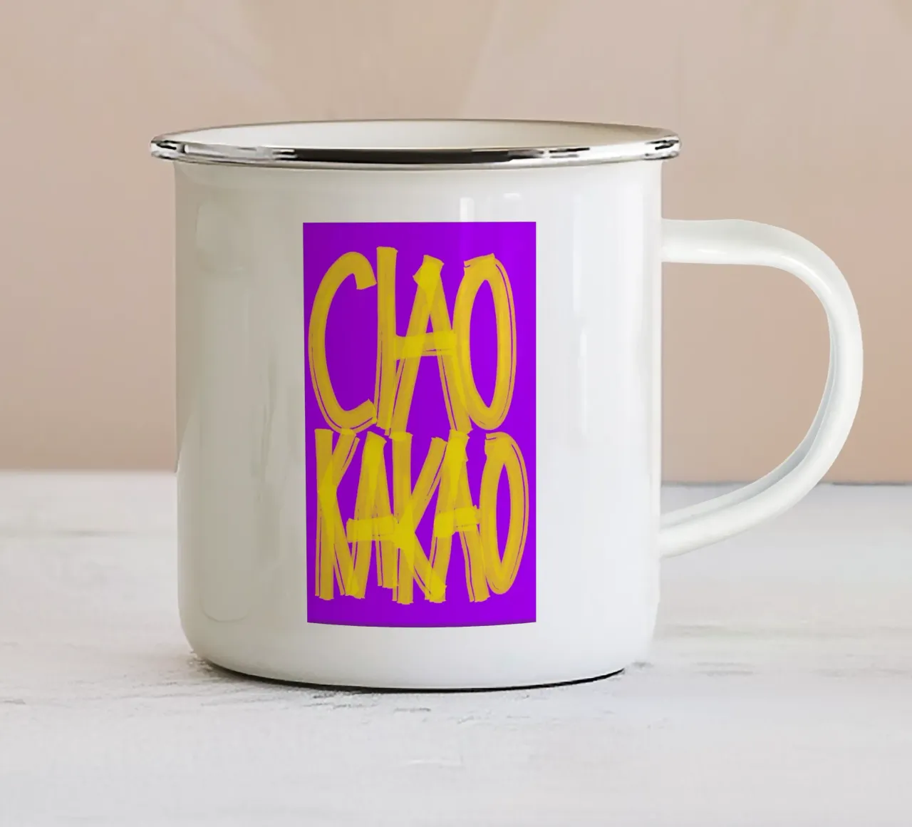 Ciao Kakao tazza in smalto da Studio Mooodz