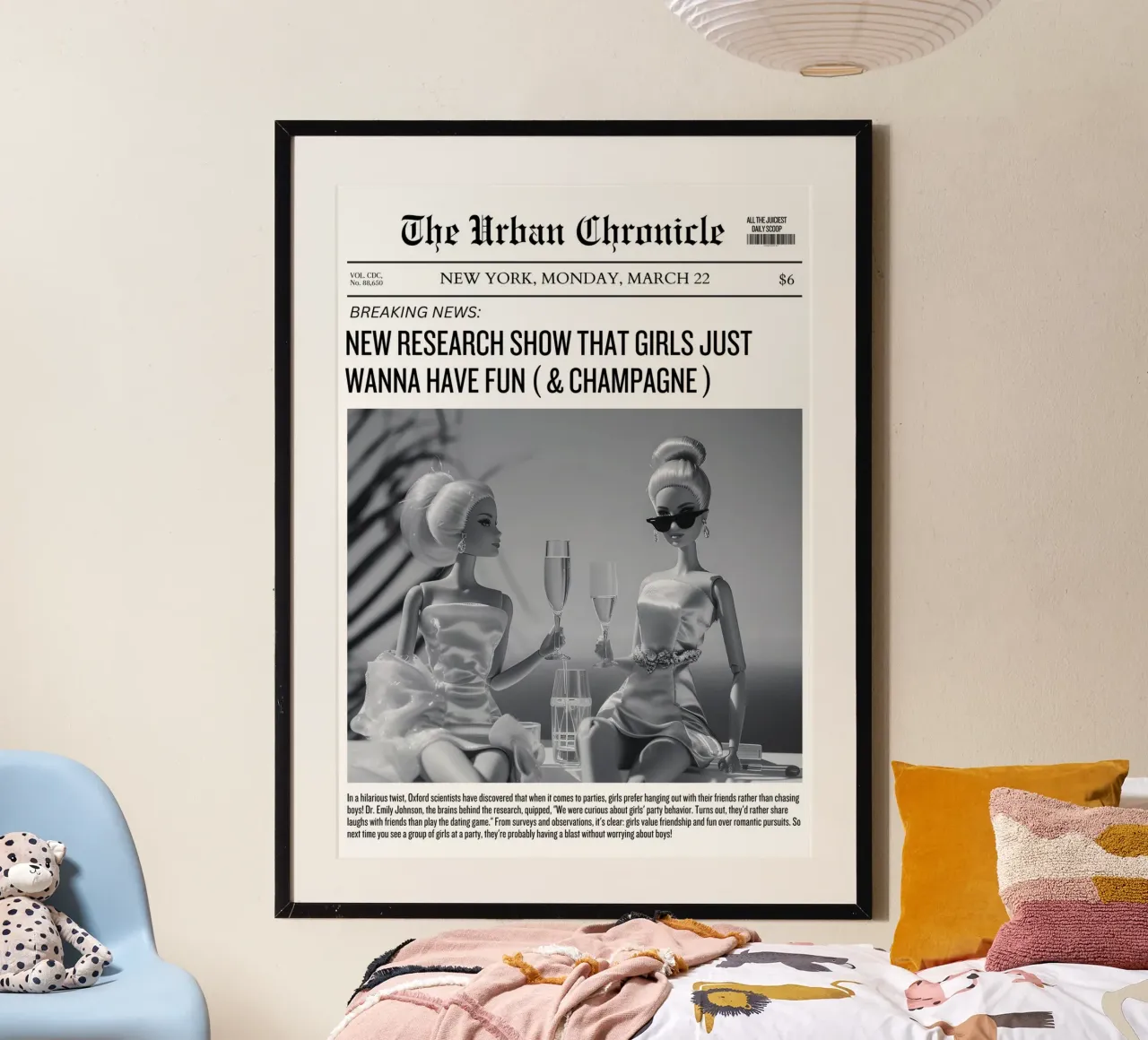 Barbie Fun & Champagne: stampa d'arte di Cronaca Urbana poster da homdeco