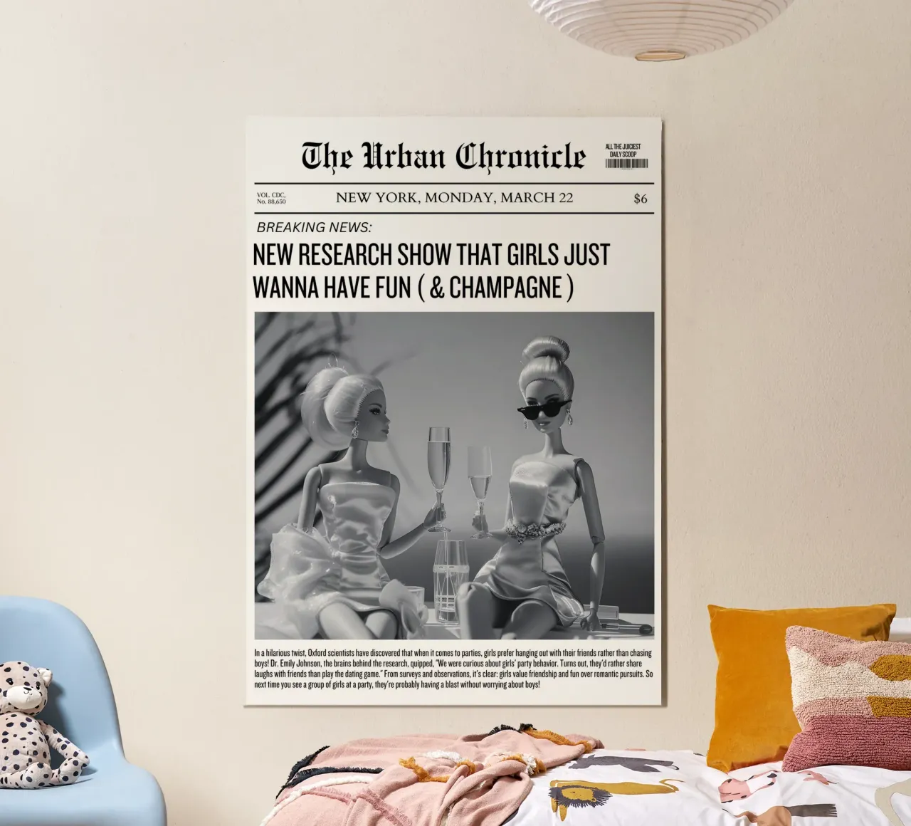 Barbie Fun & Champagne: stampa d'arte di Cronaca Urbana poster da homdeco
