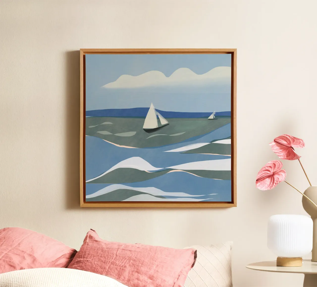 Golven en zeilen canvas van Little Dean