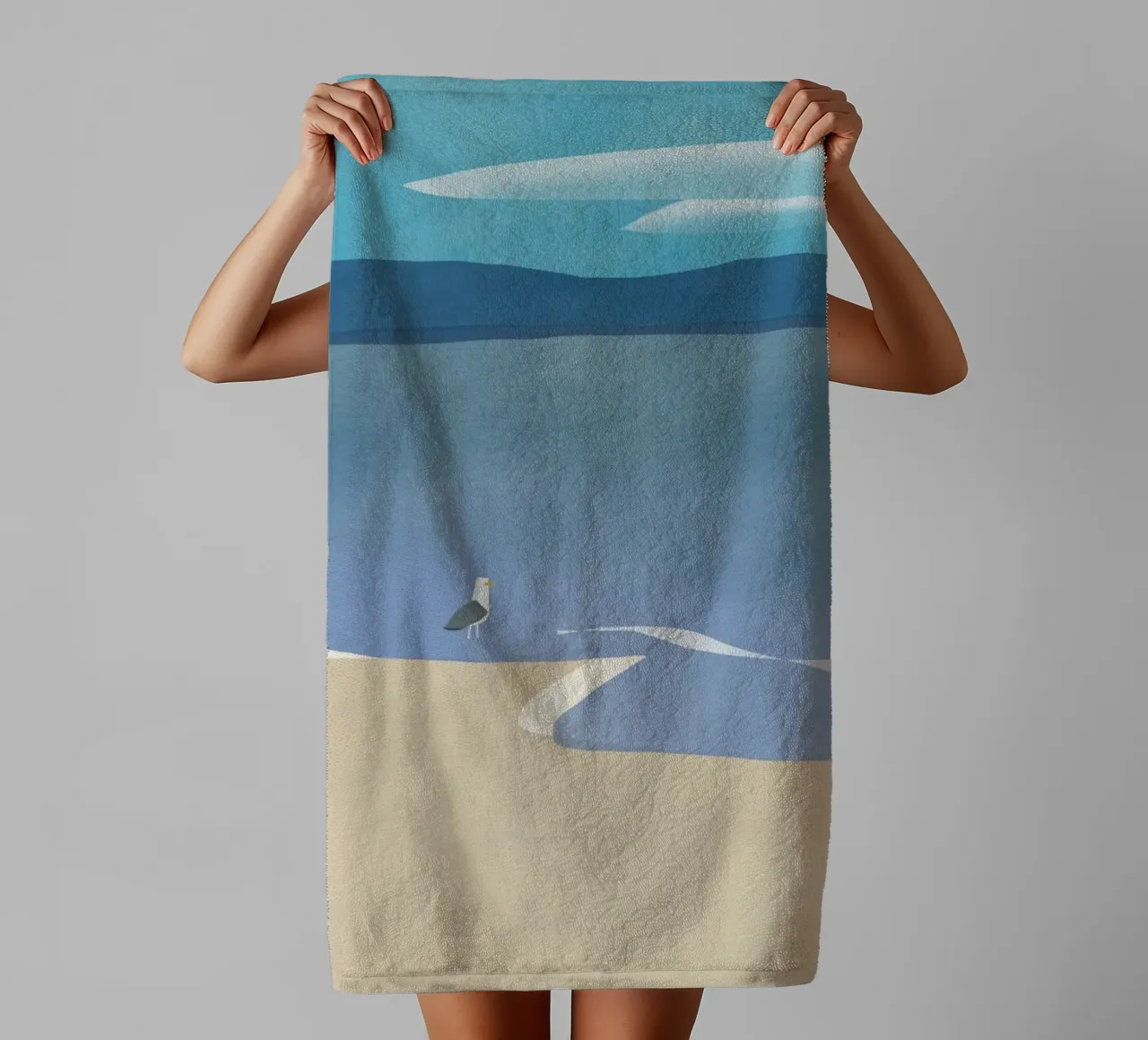 Eenzaamheid van zeemeeuwen badhanddoek van Little Dean