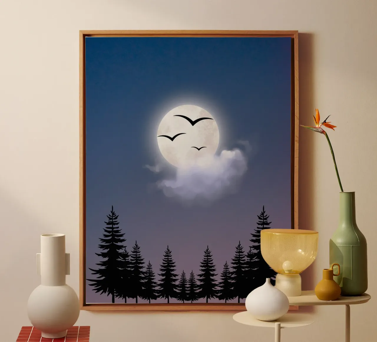 moon cloudy tela con Cornice a cassetta da Creaton