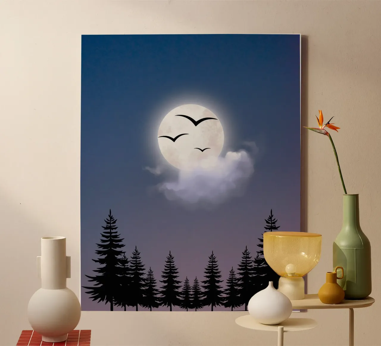 moon cloudy tela con Cornice a cassetta da Creaton