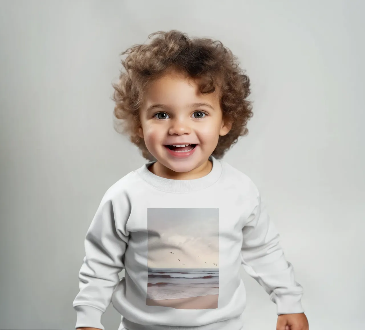 Seabirds at Dusk – Pastel Coastal Photography Print felpa neonato da Vela Luna