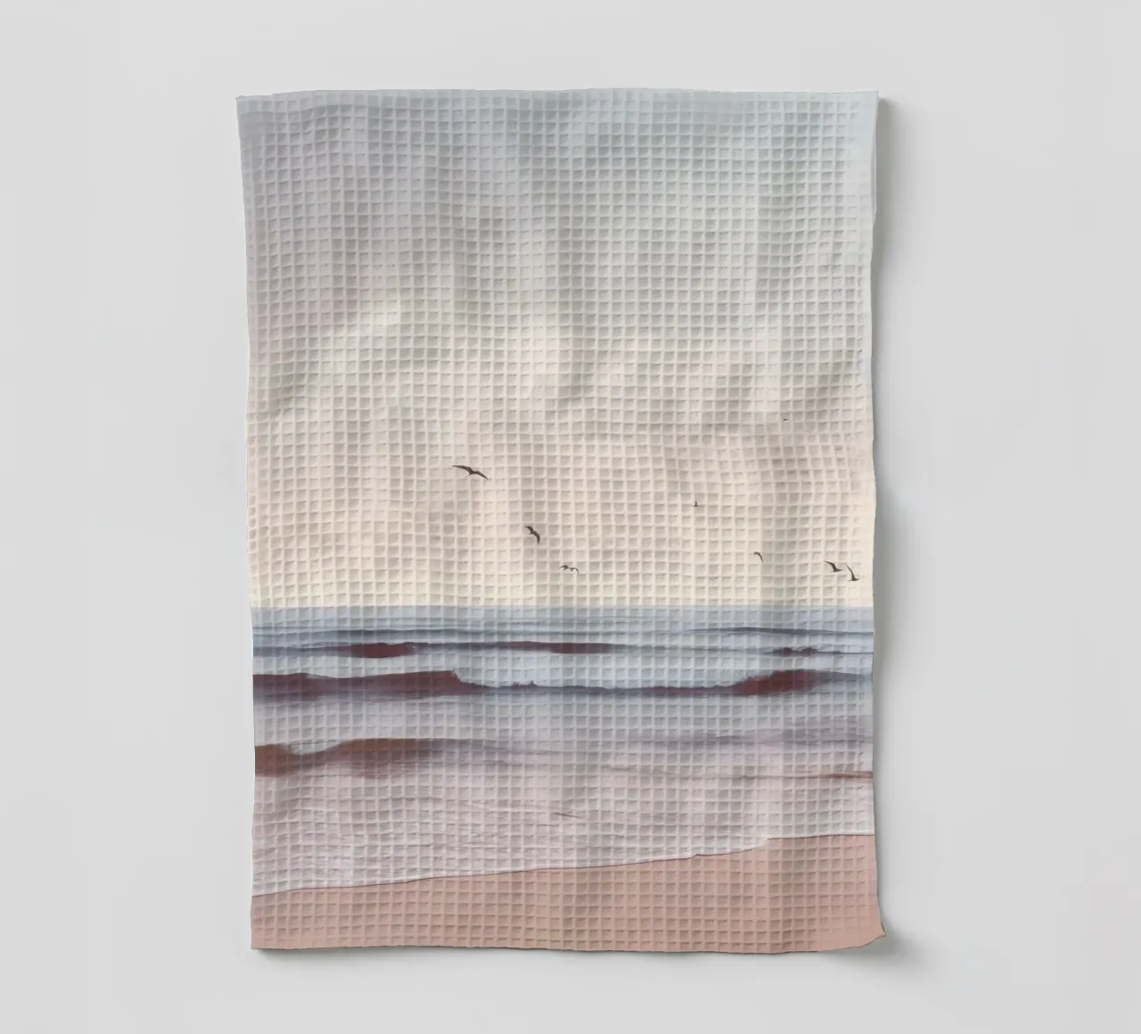 Seabirds at Dusk – Pastel Coastal Photography Print canovaccio da cucina da Vela Luna