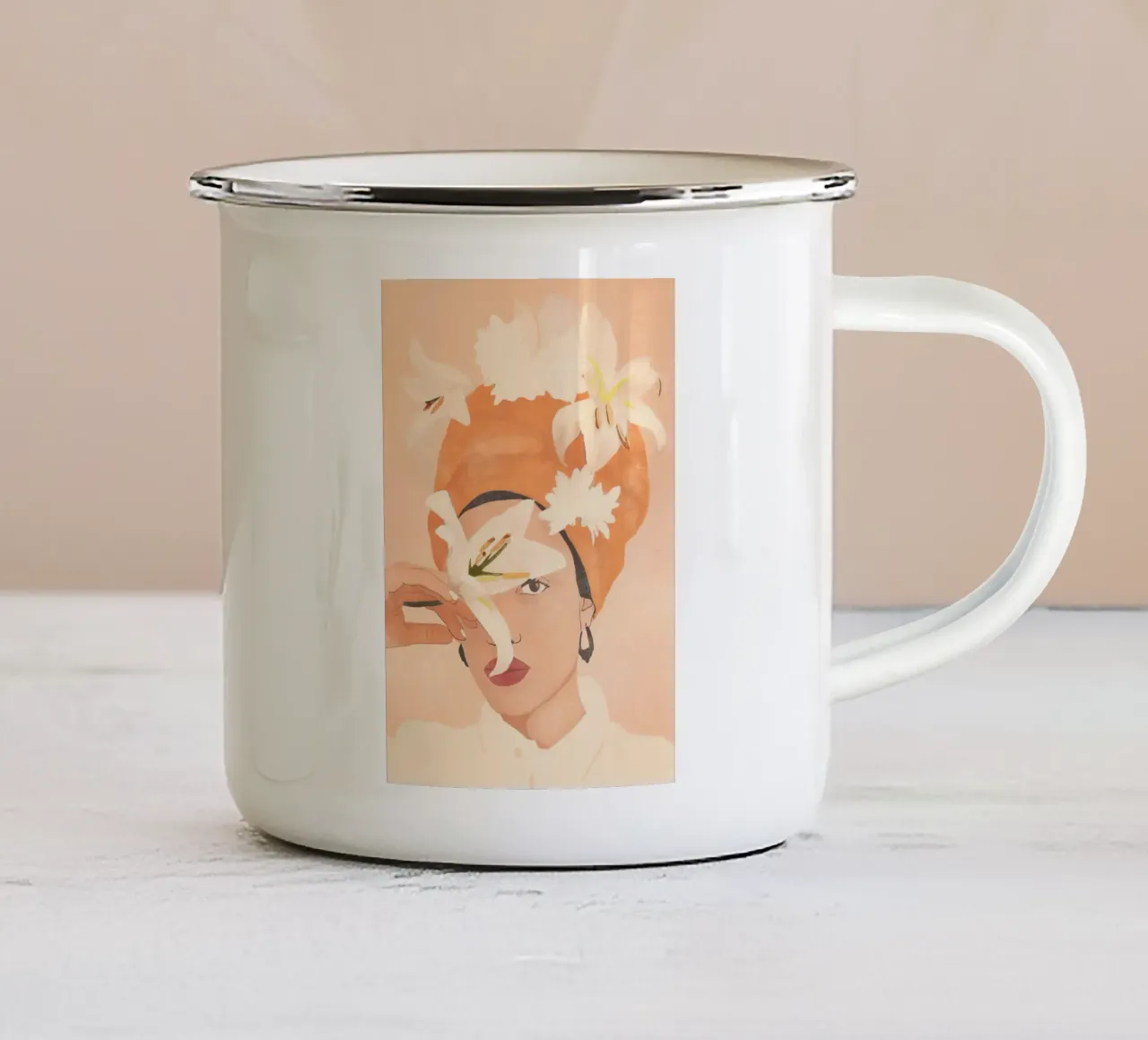 Giglio bianco tazza in smalto da LeaDArt