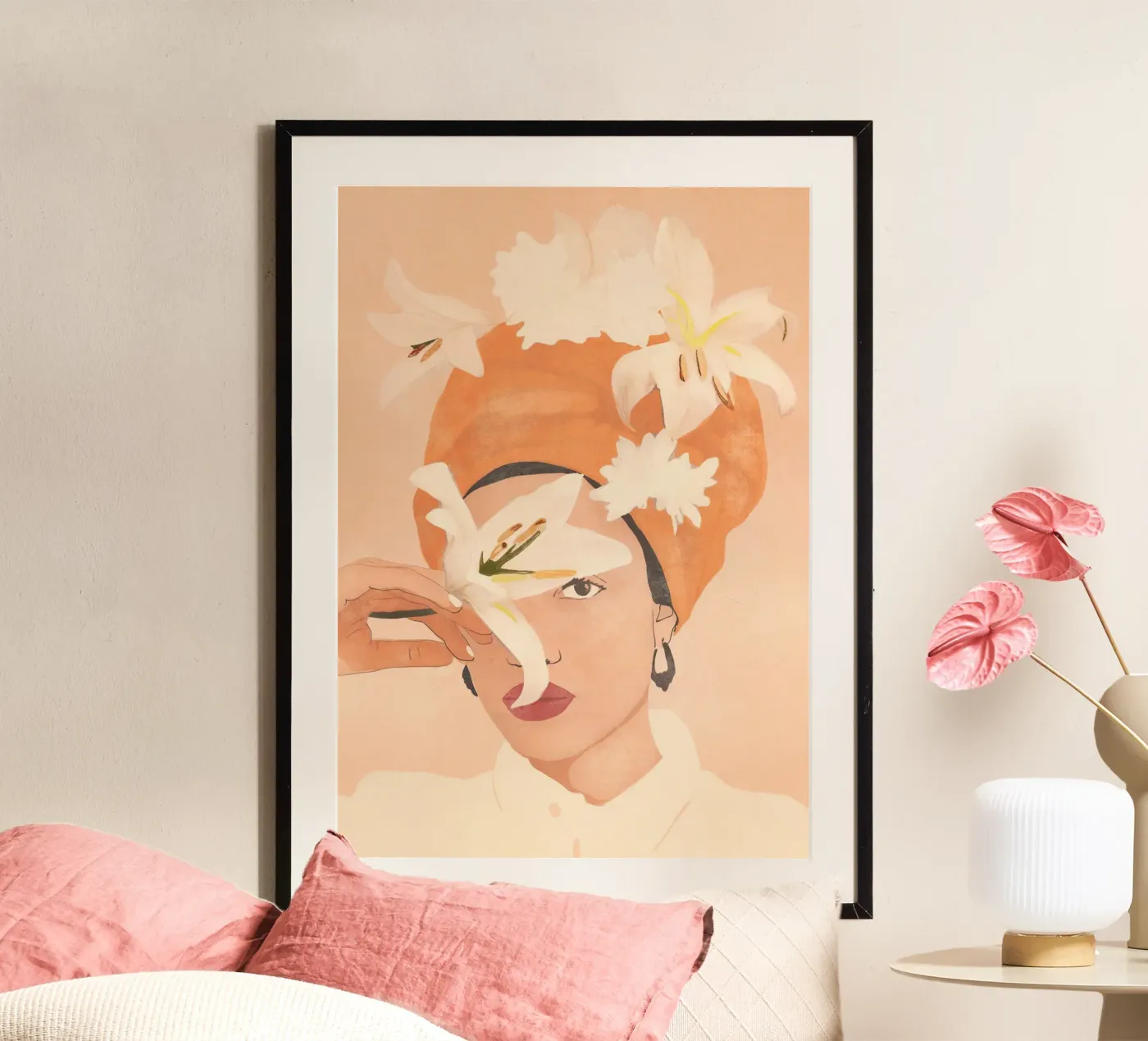 Witte Lelie poster van LeaDArt