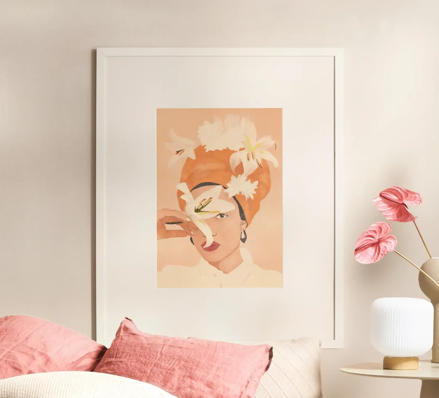 Witte Lelie poster van LeaDArt