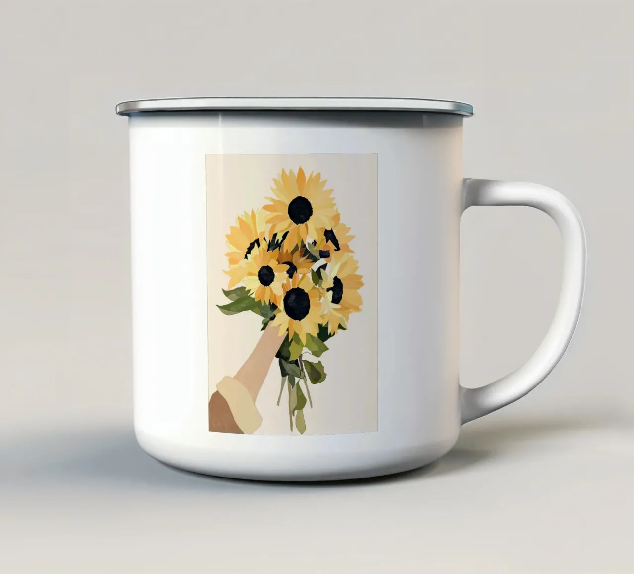 Sole in mano 2 tazza in smalto da LeaDArt