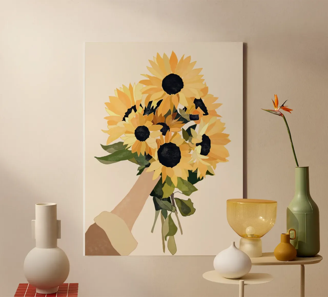 Sole in mano 2 tela con Cornice a cassetta da LeaDArt