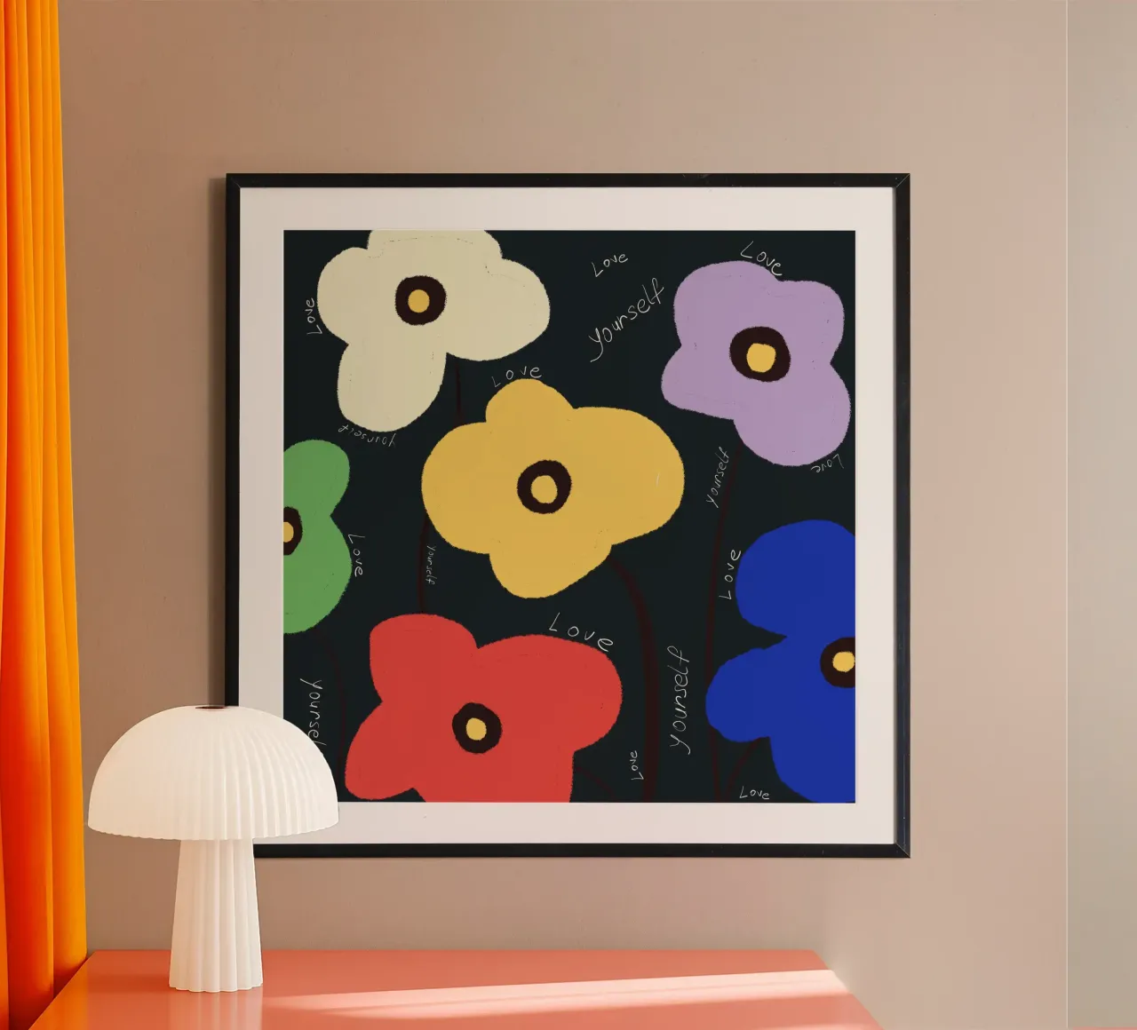 Fiorisce l'amore per se stessi poster con telaio in alluminio da LeaDArt