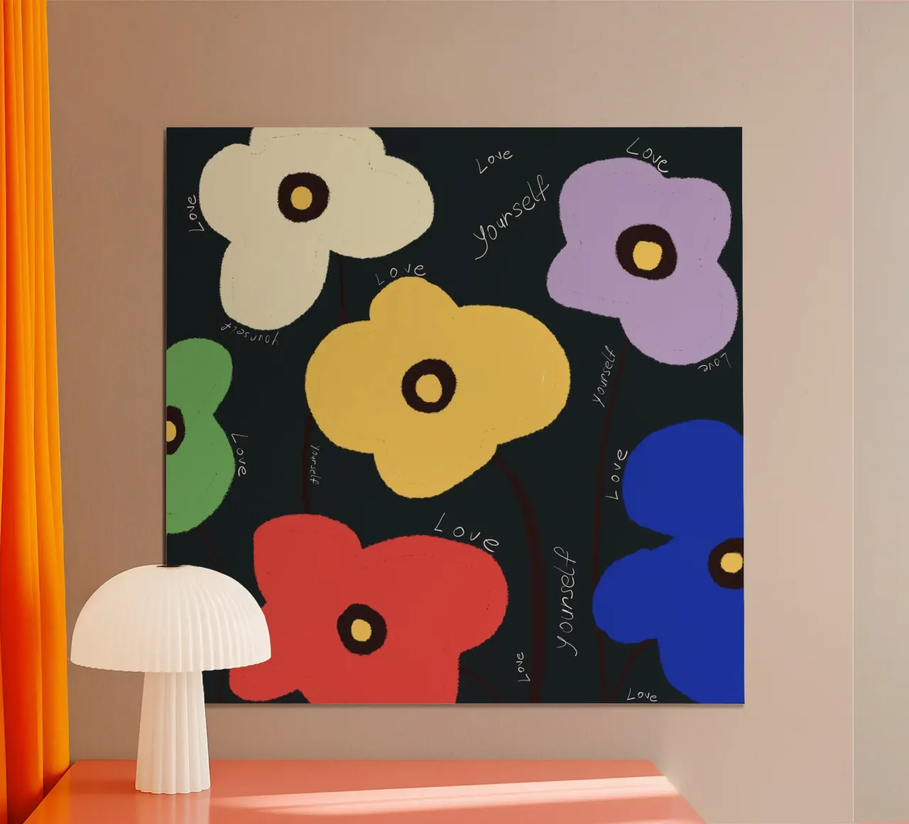 Fiorisce l'amore per se stessi poster con telaio in alluminio da LeaDArt