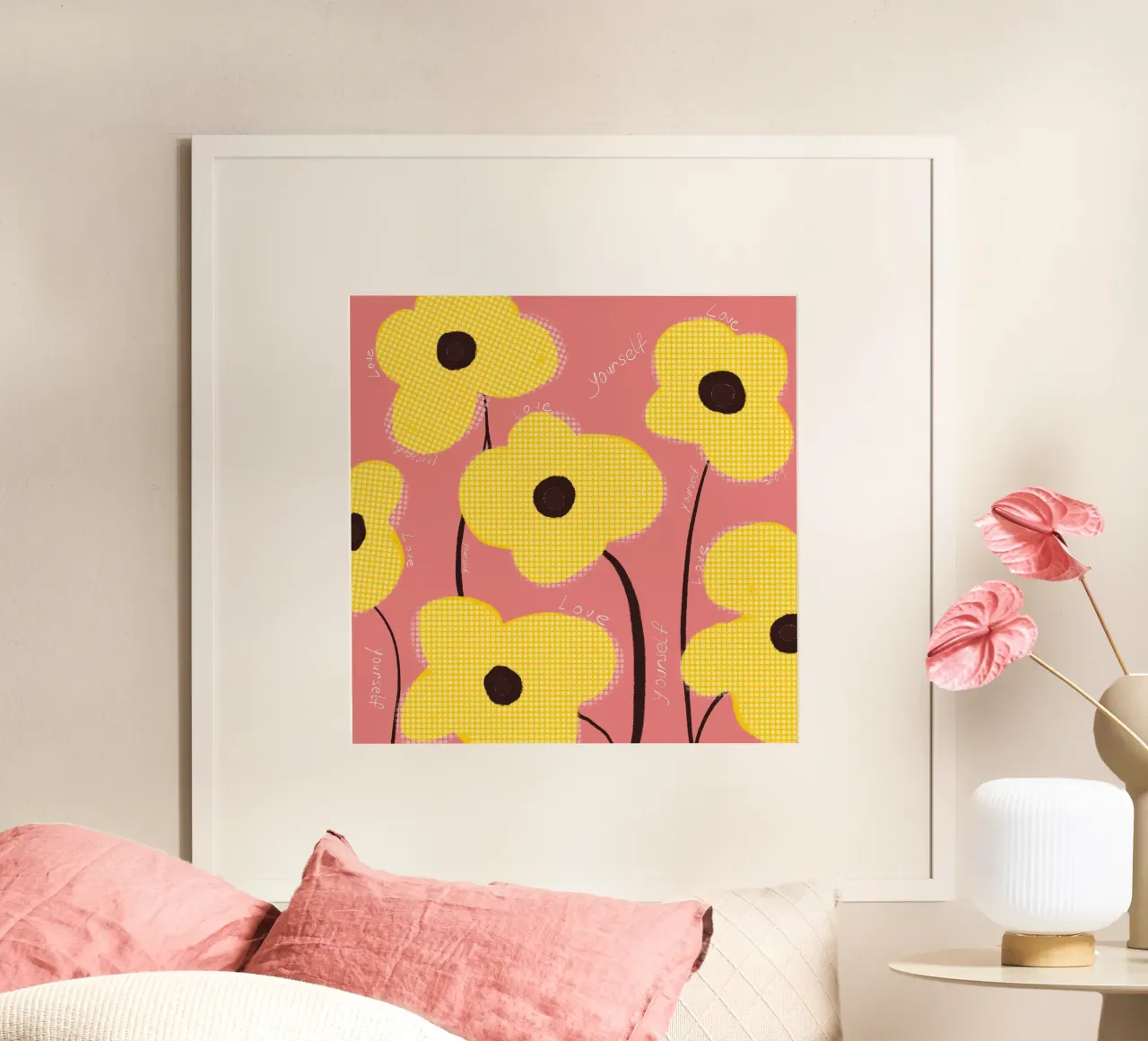 L'amore per se stessi fiorisce II poster con telaio in alluminio da LeaDArt