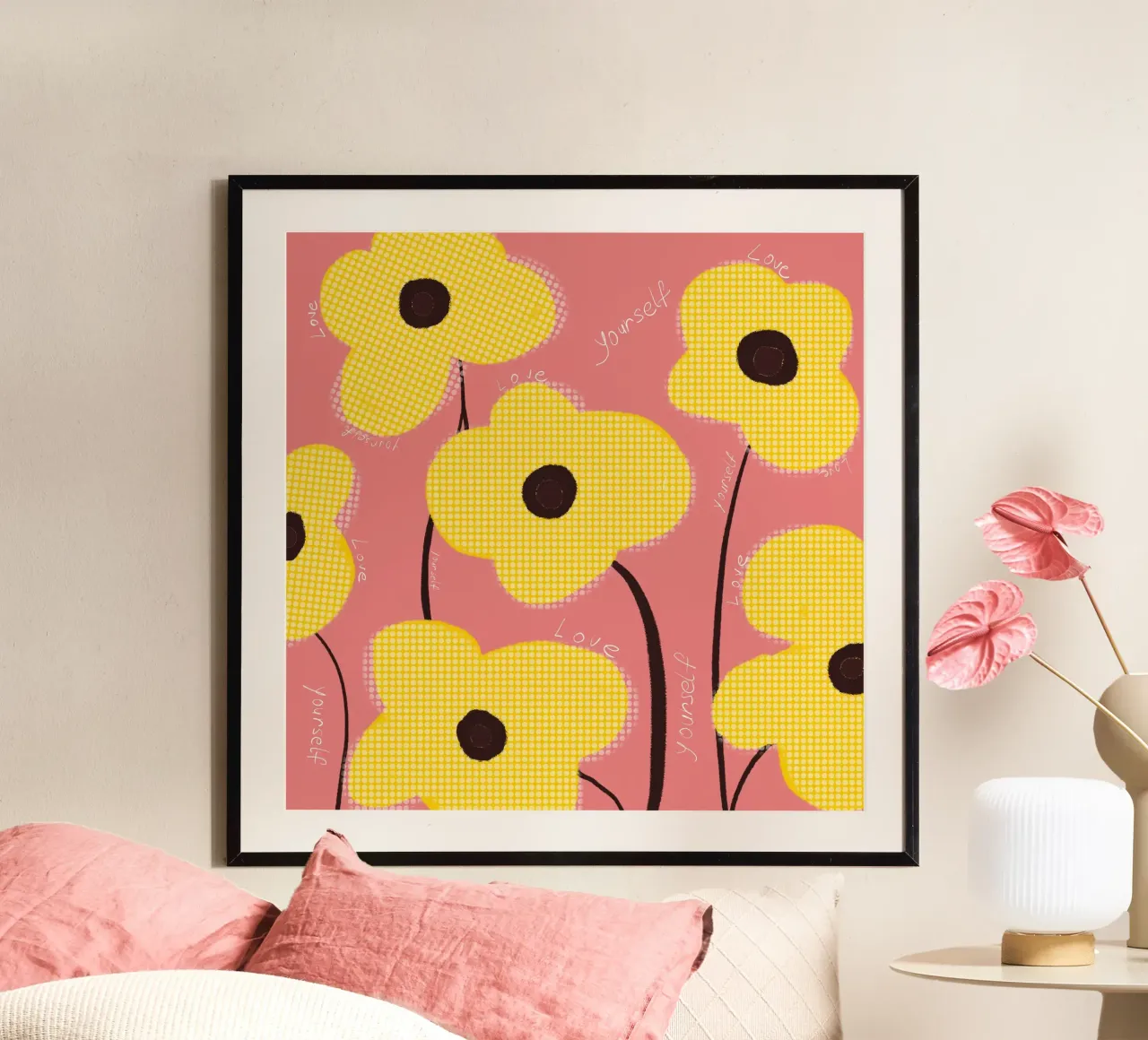 L'amore per se stessi fiorisce II poster con telaio in alluminio da LeaDArt