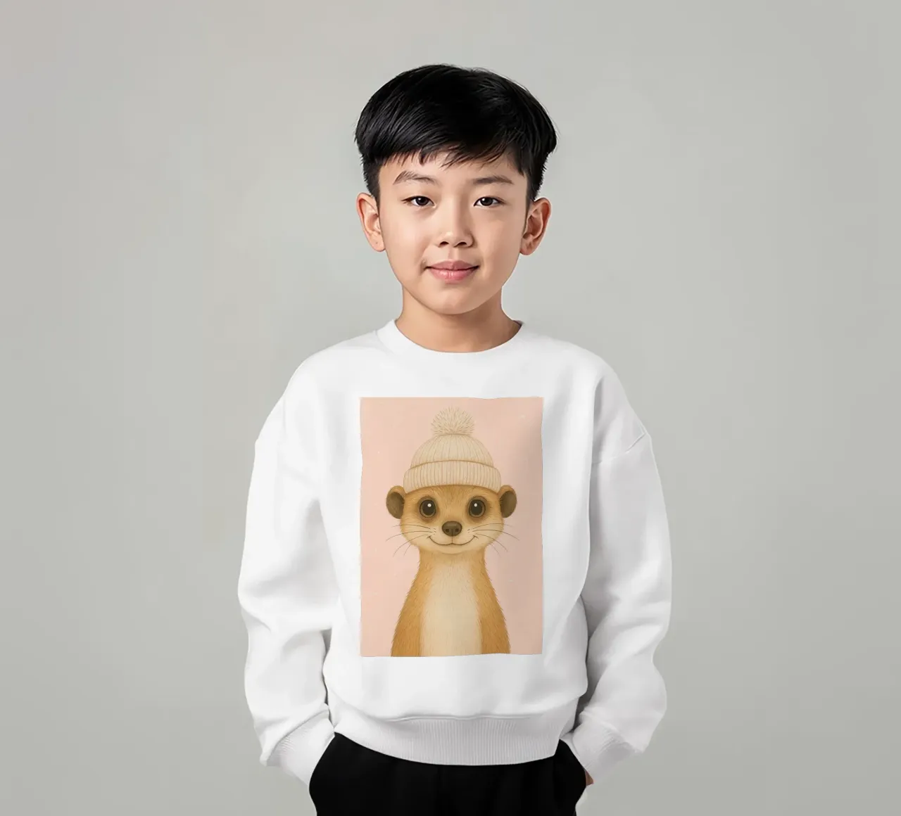 Meerkat in Beanie Cap felpa bambino da Attaboy Dsgn