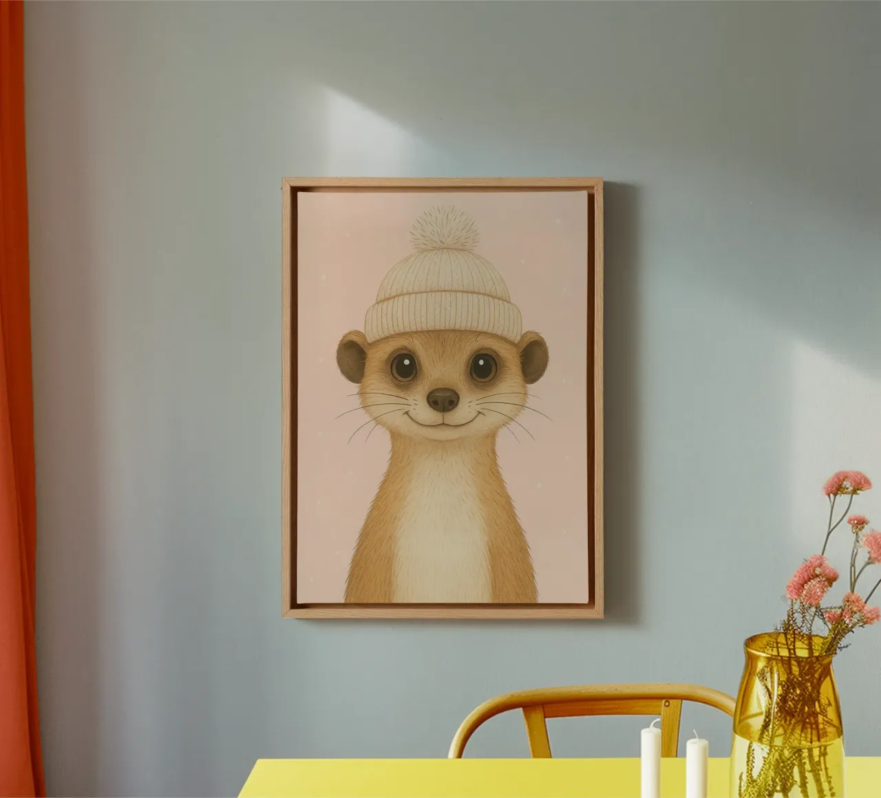 Meerkat in Beanie Cap tela con Cornice a cassetta da Attaboy Dsgn