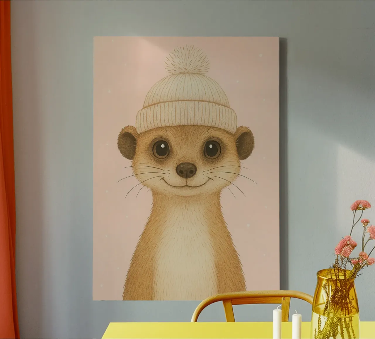 Meerkat in Beanie Cap tela con Cornice a cassetta da Attaboy Dsgn