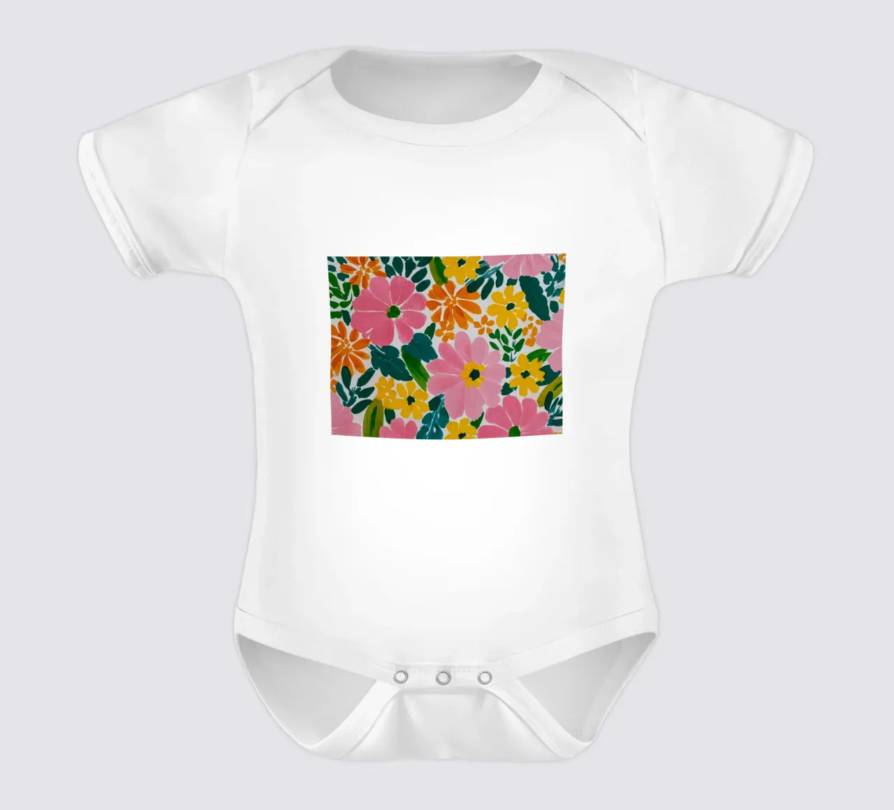 Fiori colorati body neonato maniche corte da IamHomeStudio
