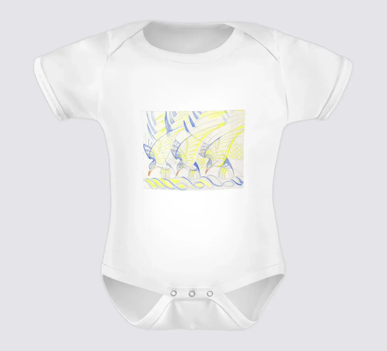 Uccelli in volo body neonato maniche corte da Damian Jackson